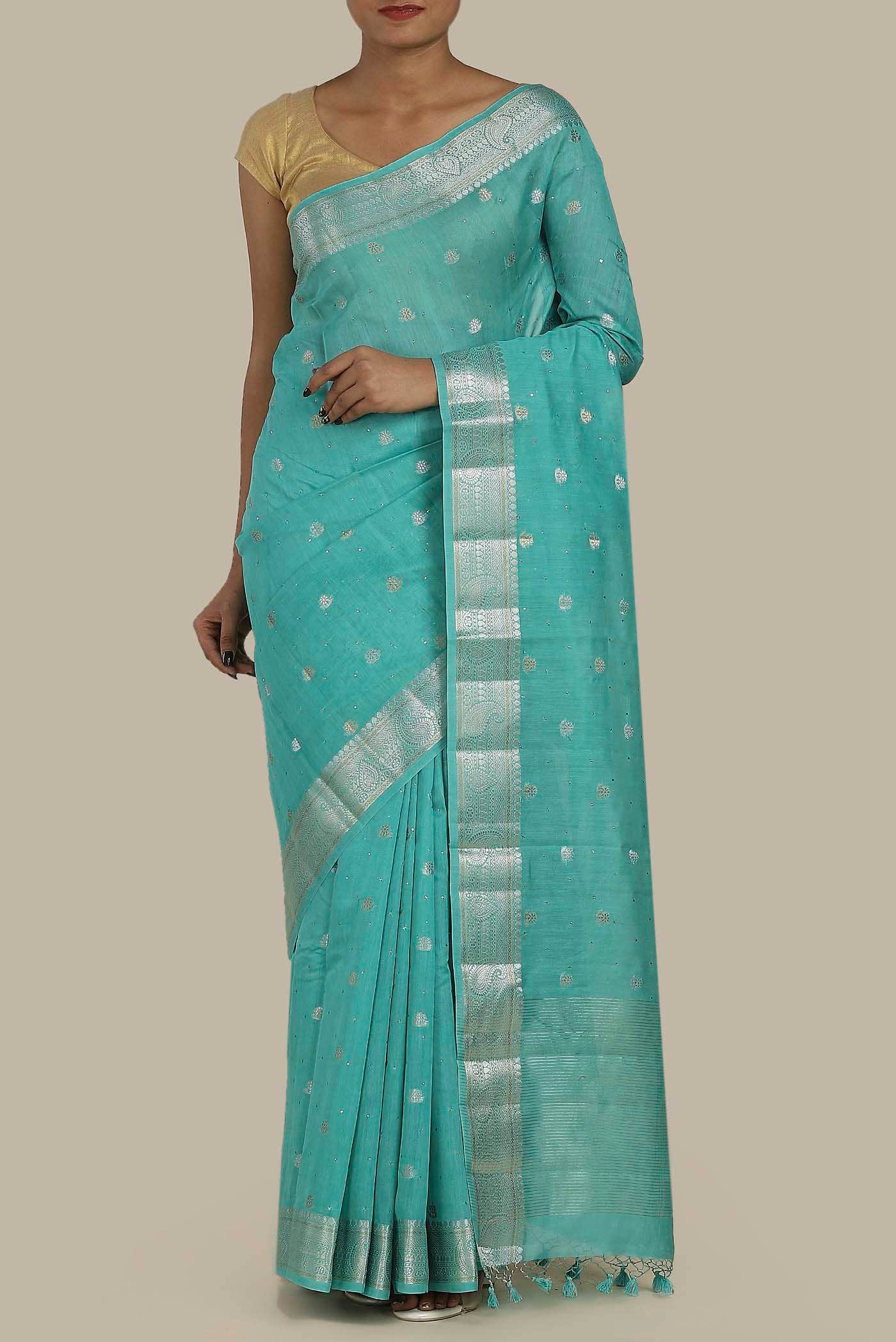 Blue Chiffon Saree