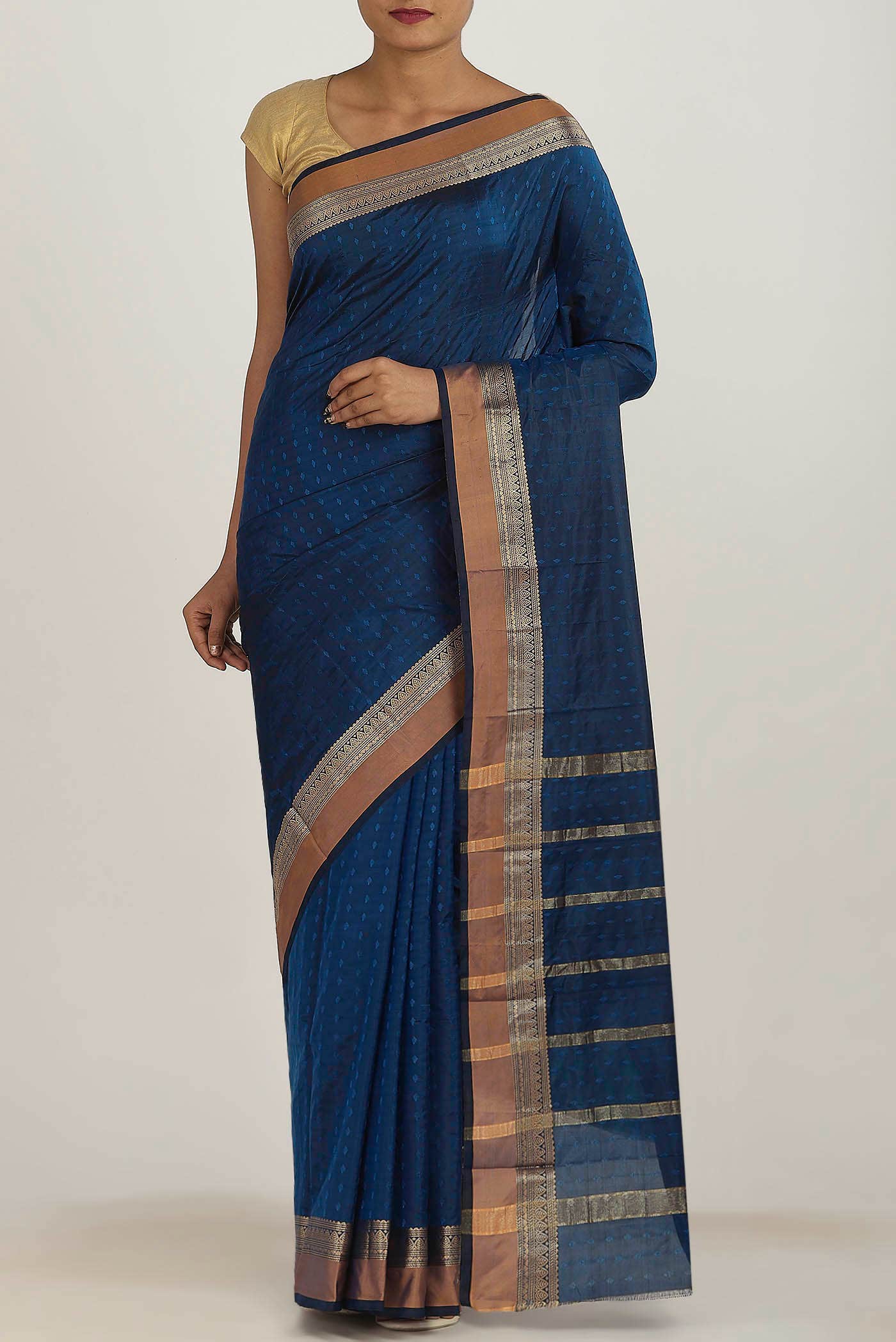 Blue Blended Bangalore Silk Saree