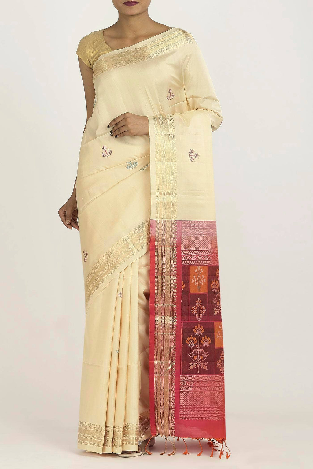 Cream Soft Silk Saree