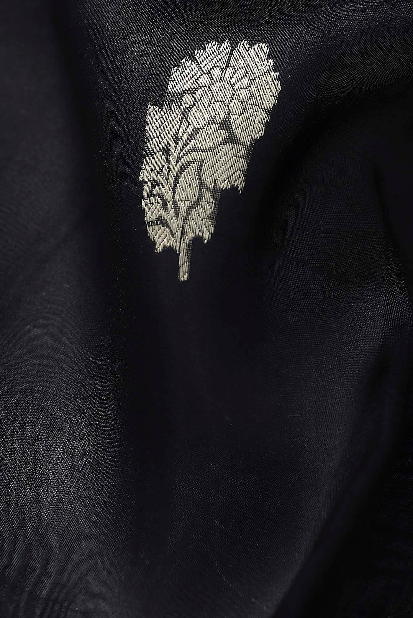 Black Banarasi Kora Silk Saree