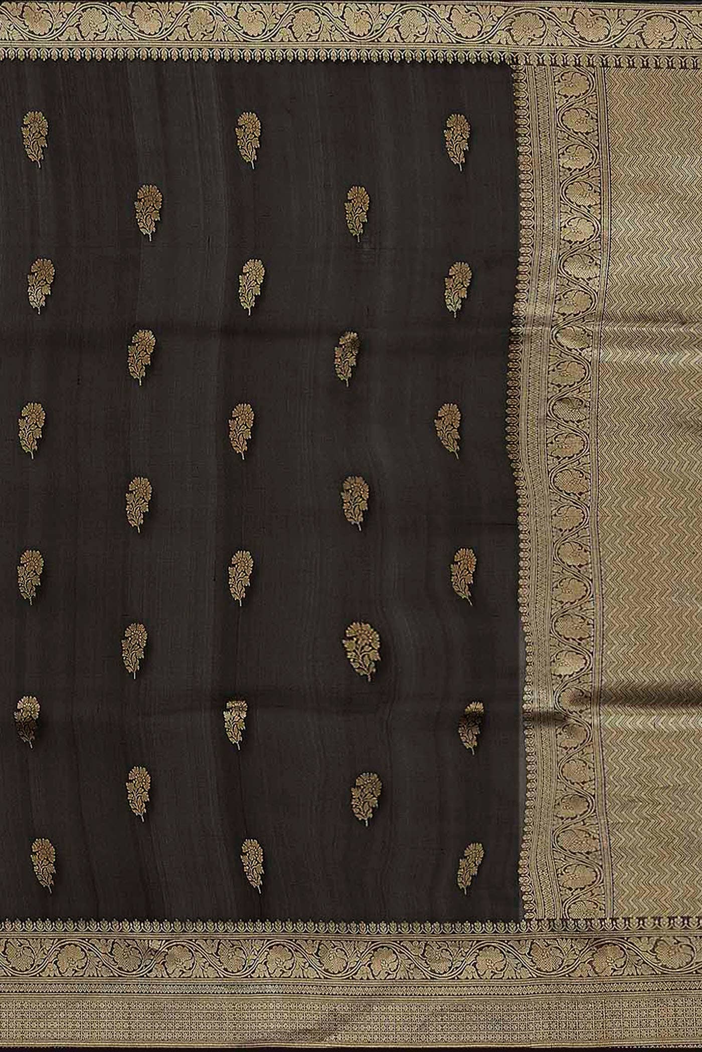 Black Banarasi Kora Silk Saree