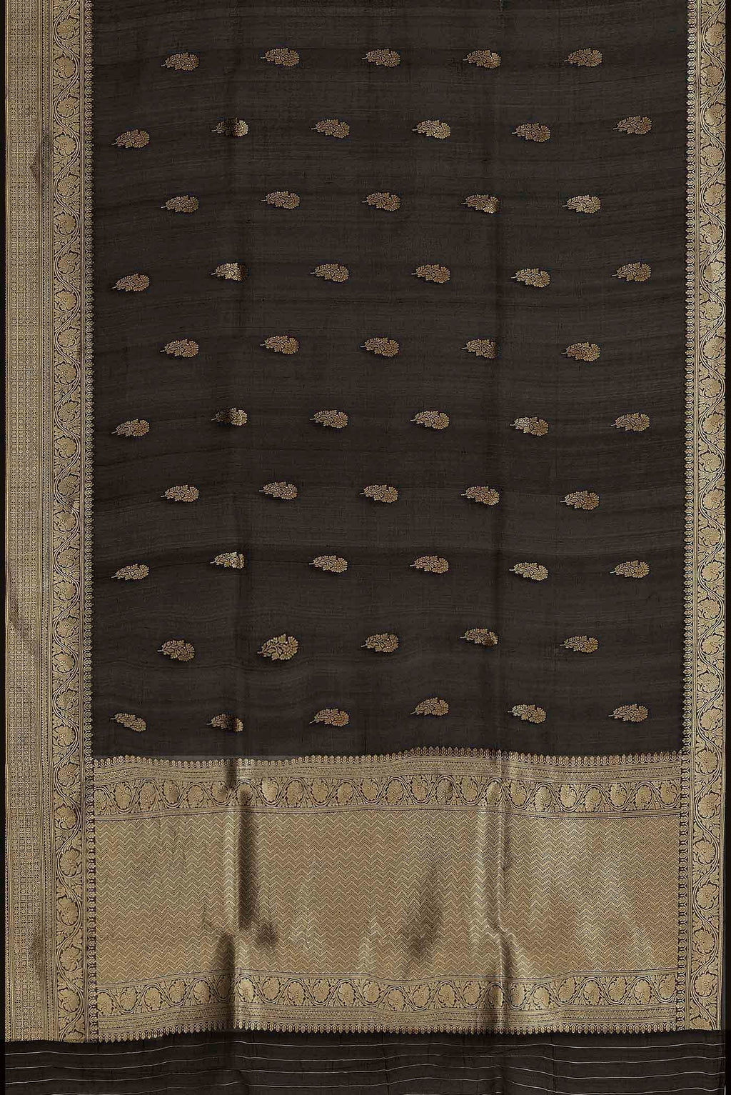 Black Banarasi Kora Silk Saree