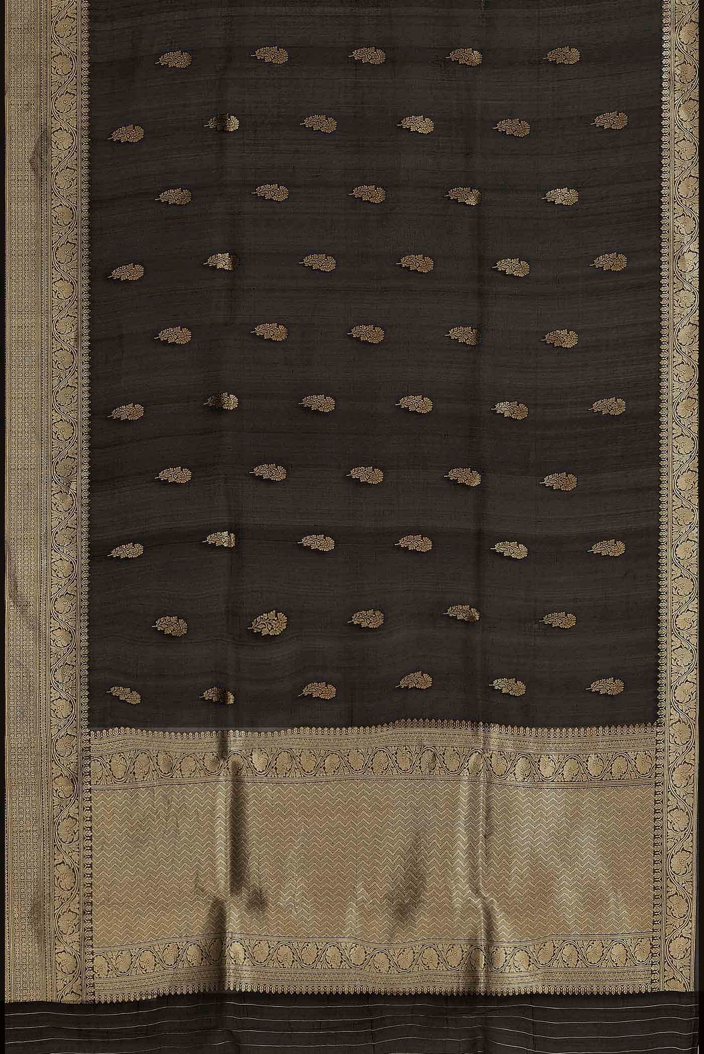 Black Banarasi Kora Silk Saree
