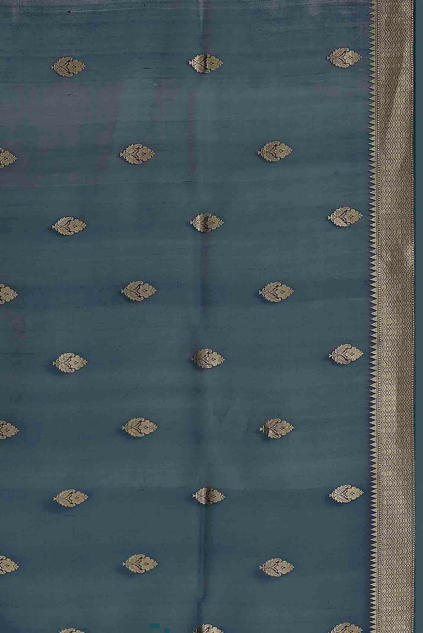 Blue Banarasi Kora Silk Saree