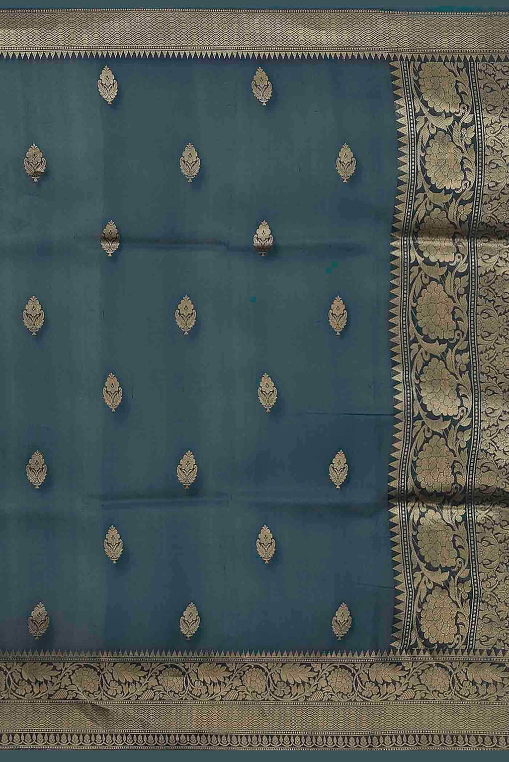 Blue Banarasi Kora Silk Saree