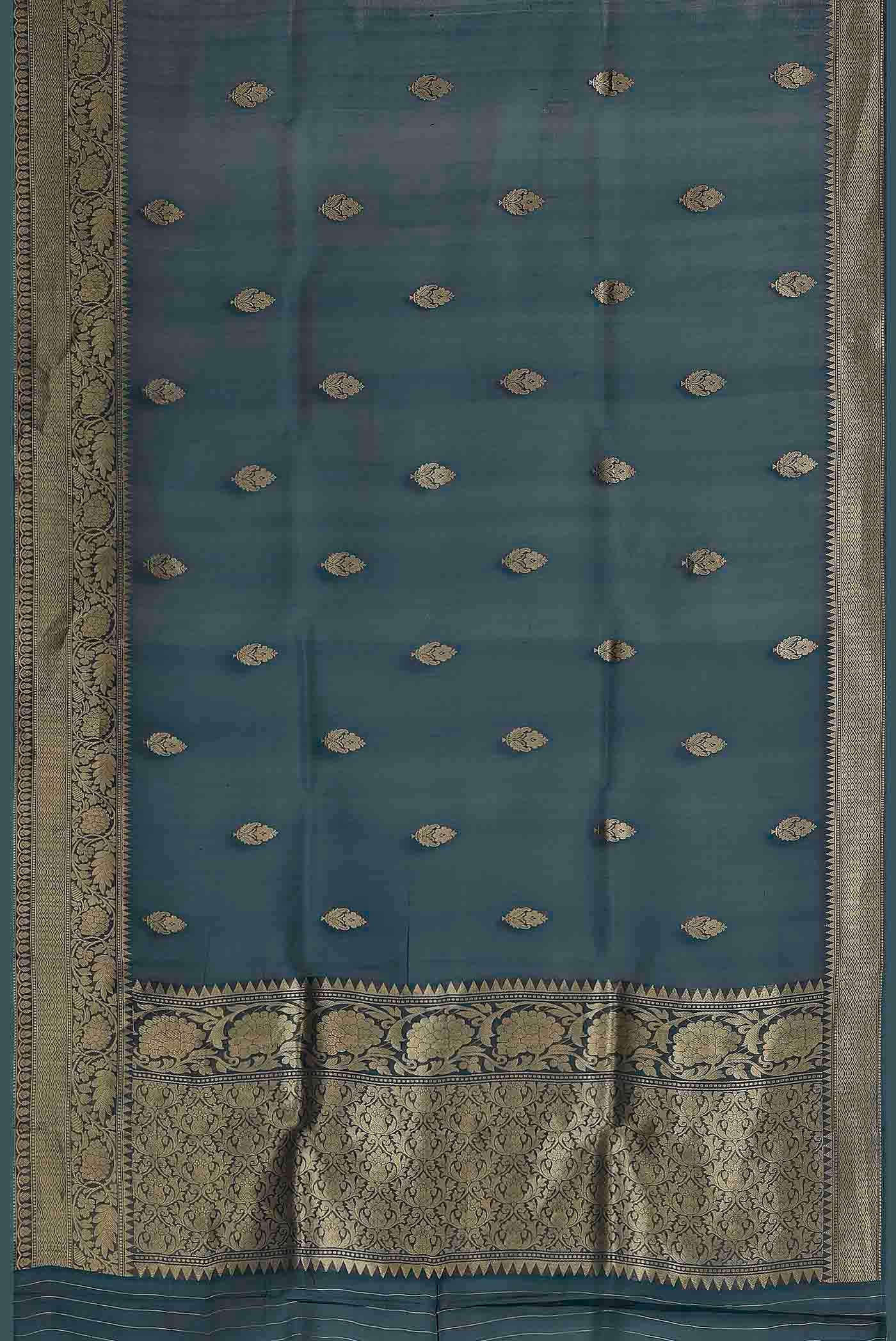 Blue Banarasi Kora Silk Saree