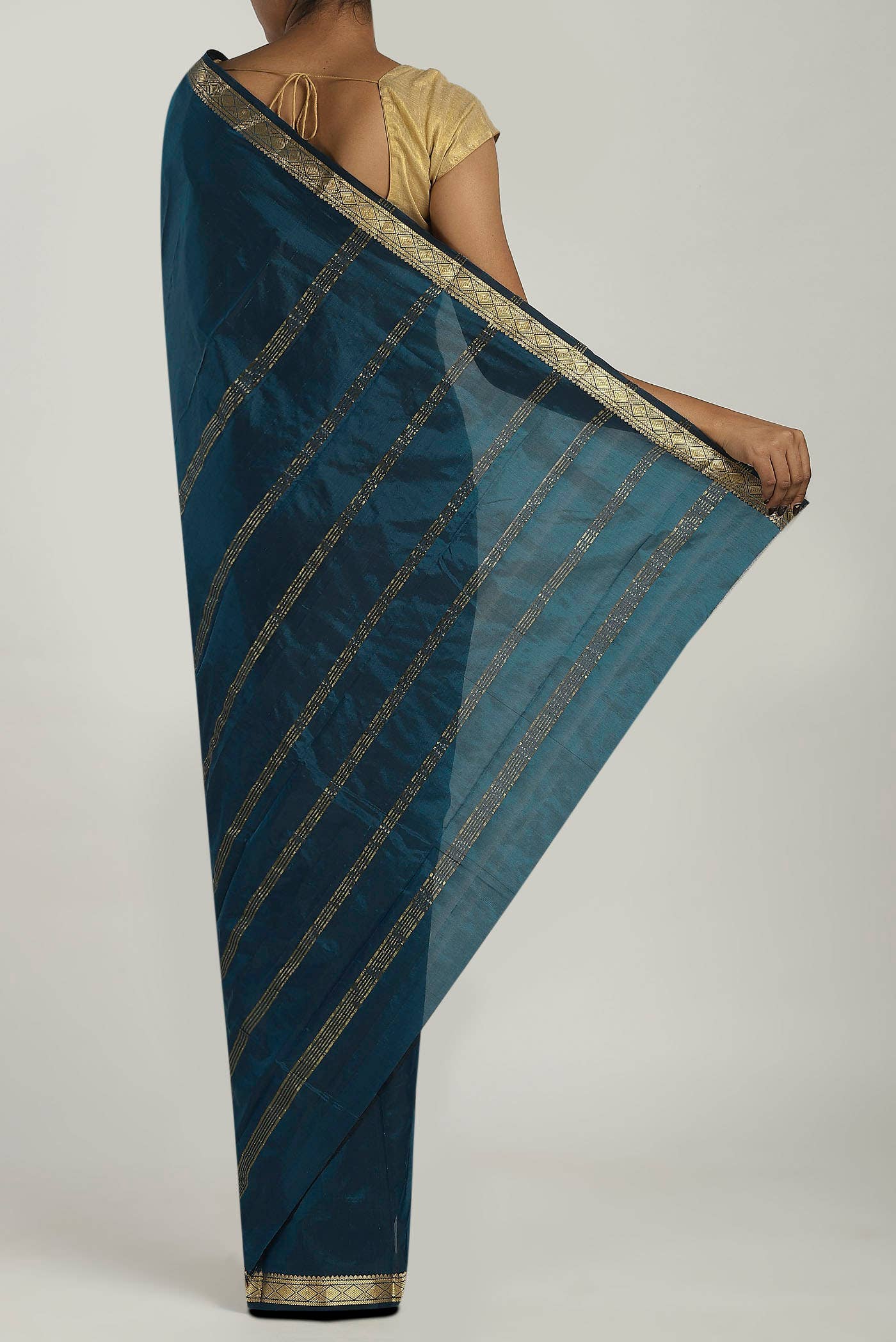 Blue Blended Bangalore Silk Saree