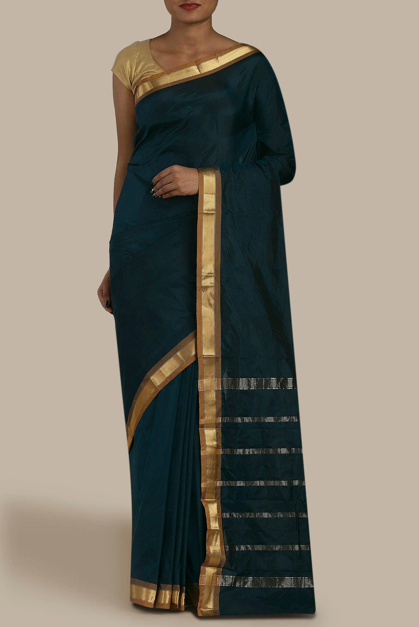 Blue Blended Bangalore Silk Saree