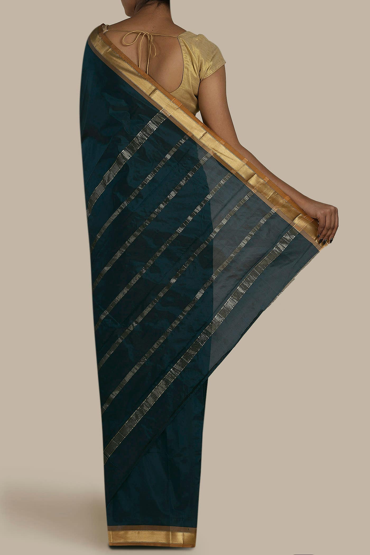 Blue Blended Bangalore Silk Saree