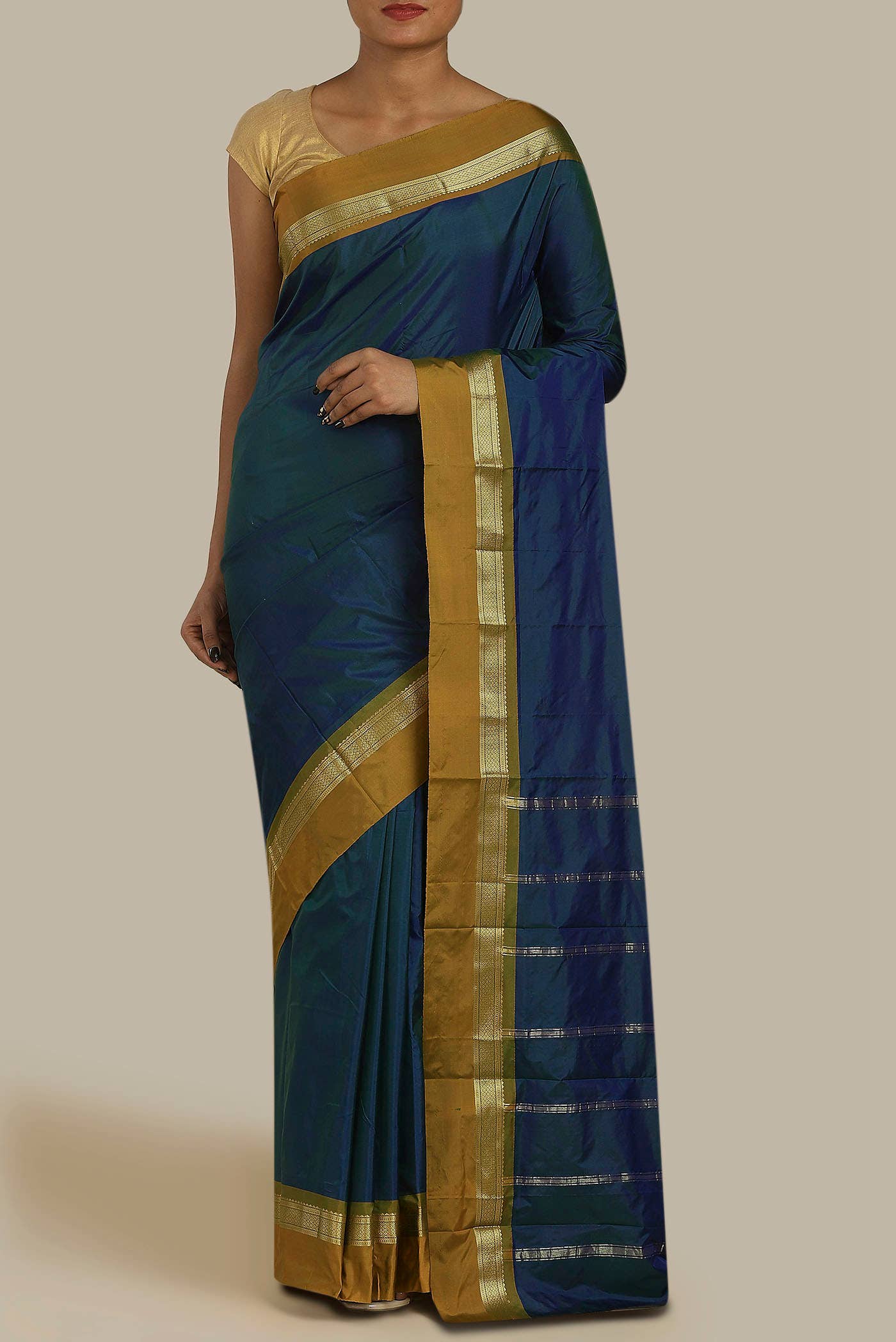 Blue Blended Bangalore Silk Saree