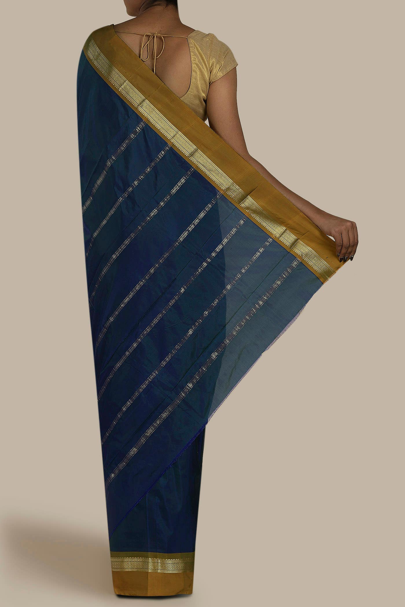 Blue Blended Bangalore Silk Saree