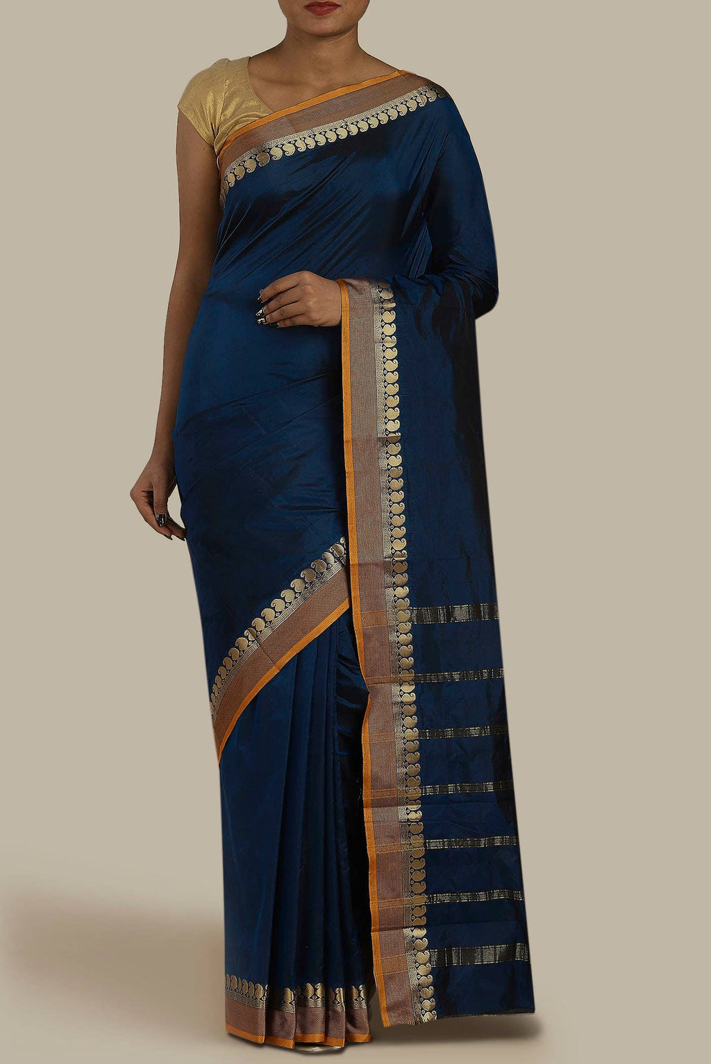 Blue Blended Bangalore Silk Saree
