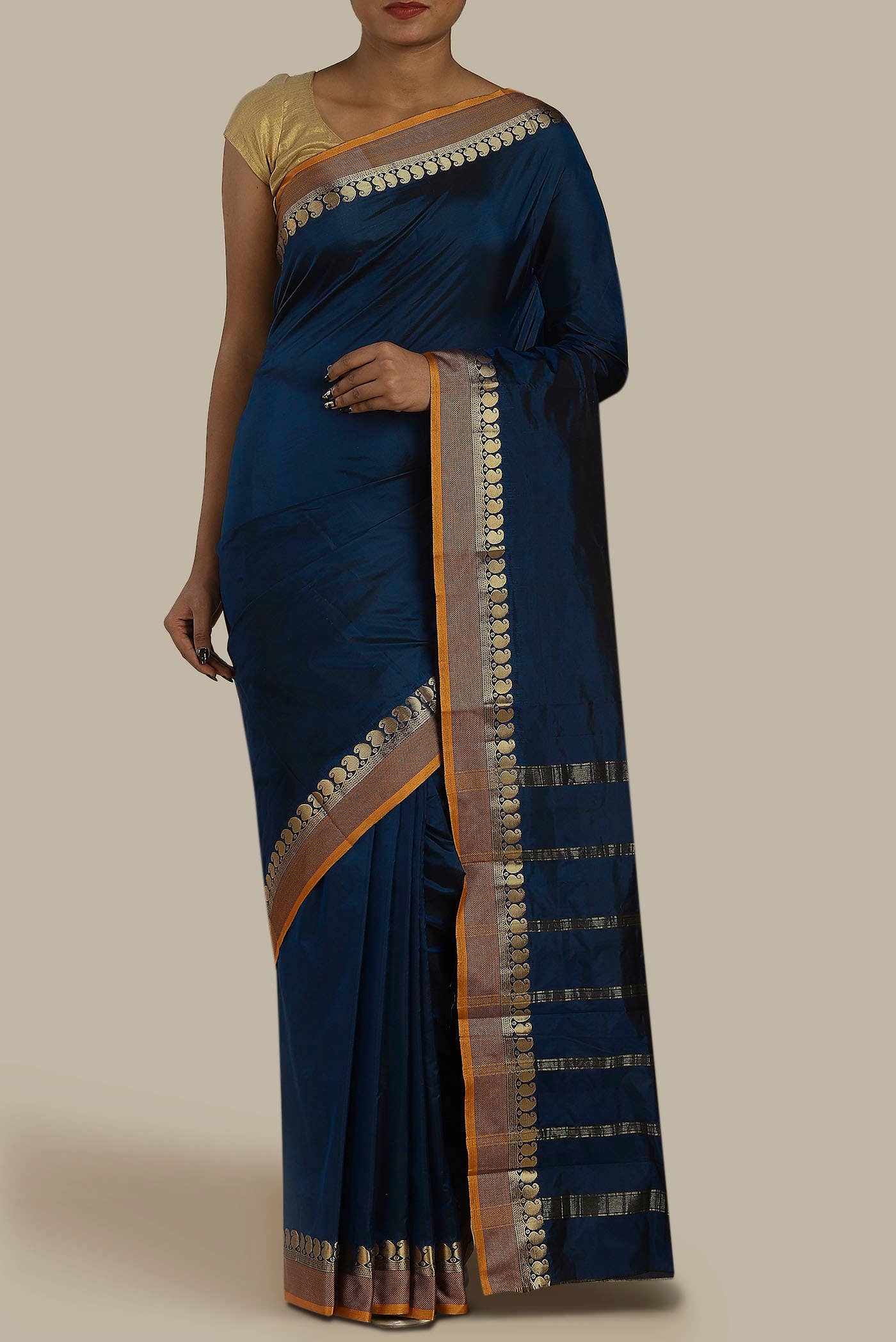 Blue Blended Bangalore Silk Saree