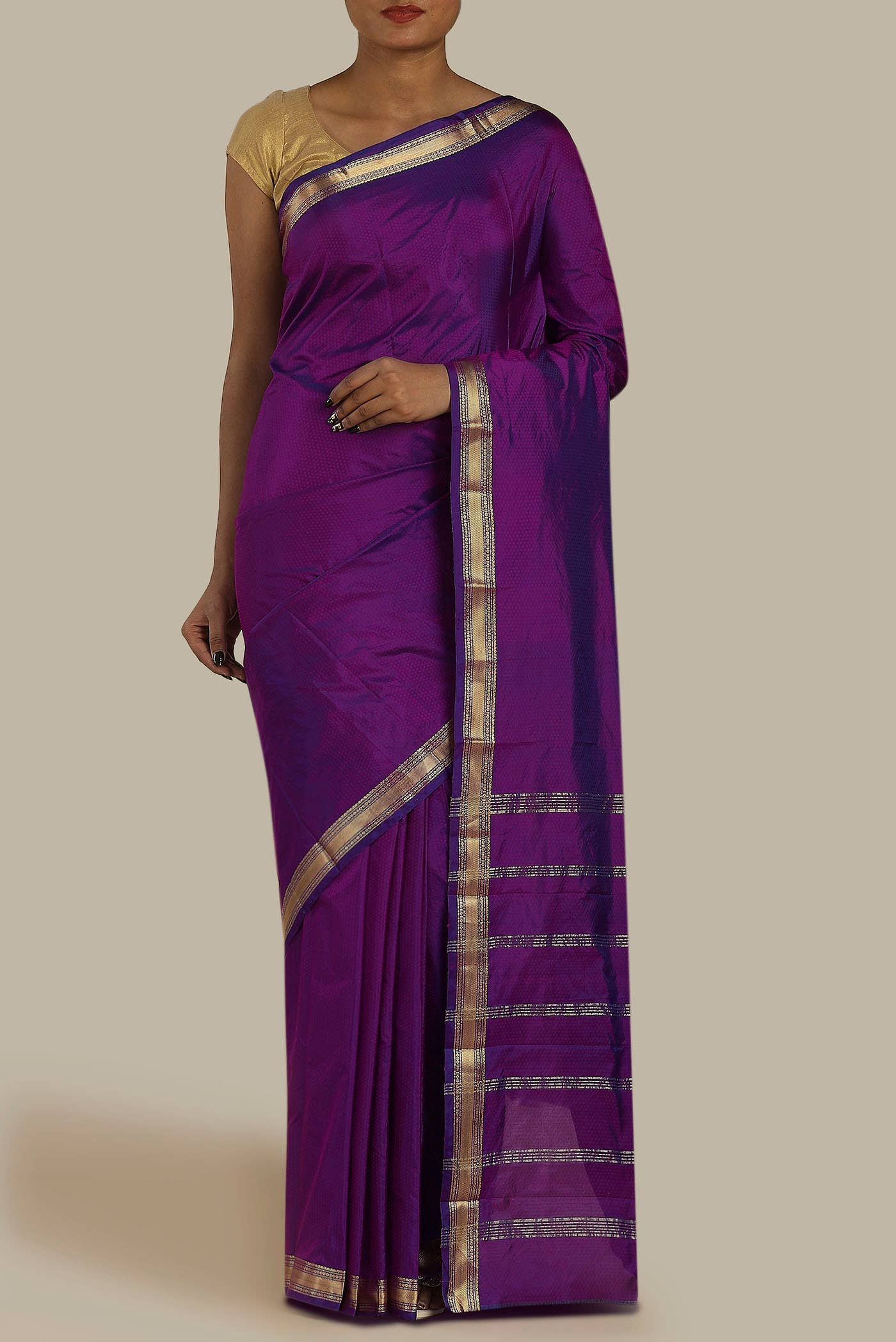 Purple Blended Bangalore Silk Saree