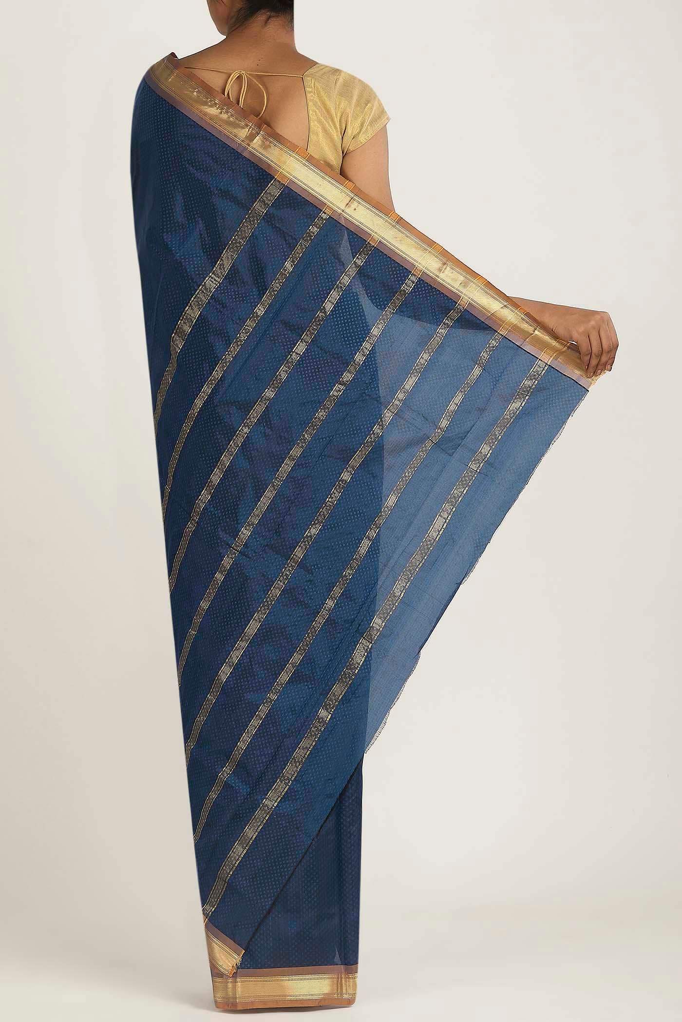 Blue Blended Bangalore Silk Saree