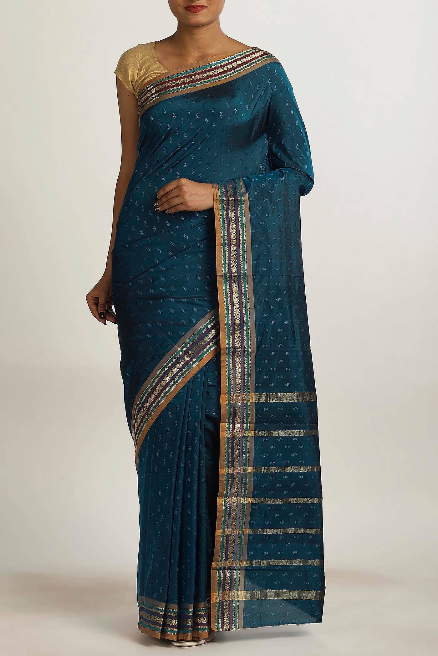 Blue Blended Bangalore Silk Saree