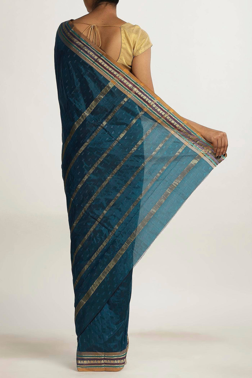 Blue Blended Bangalore Silk Saree