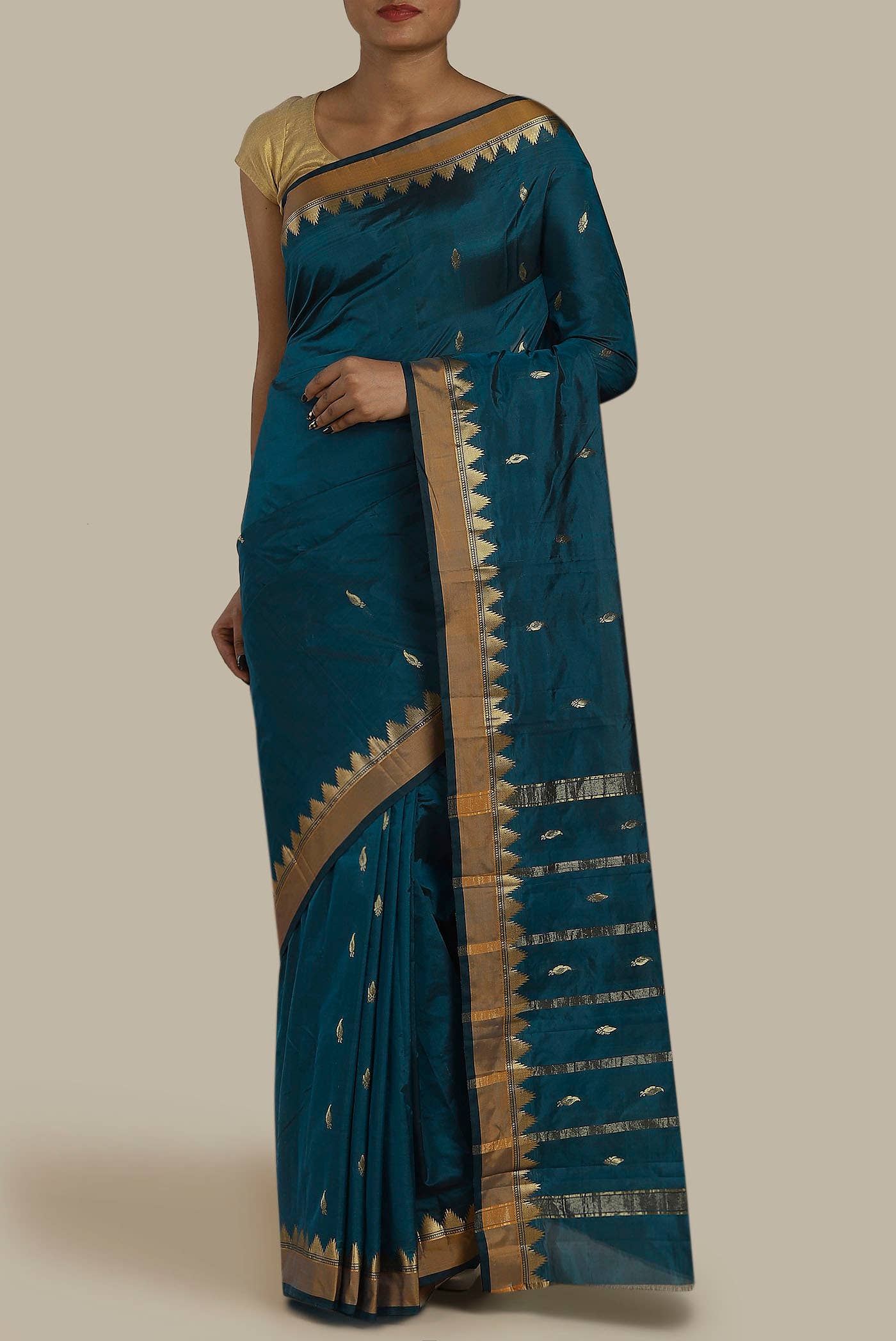 Blue Blended Bangalore Silk Saree