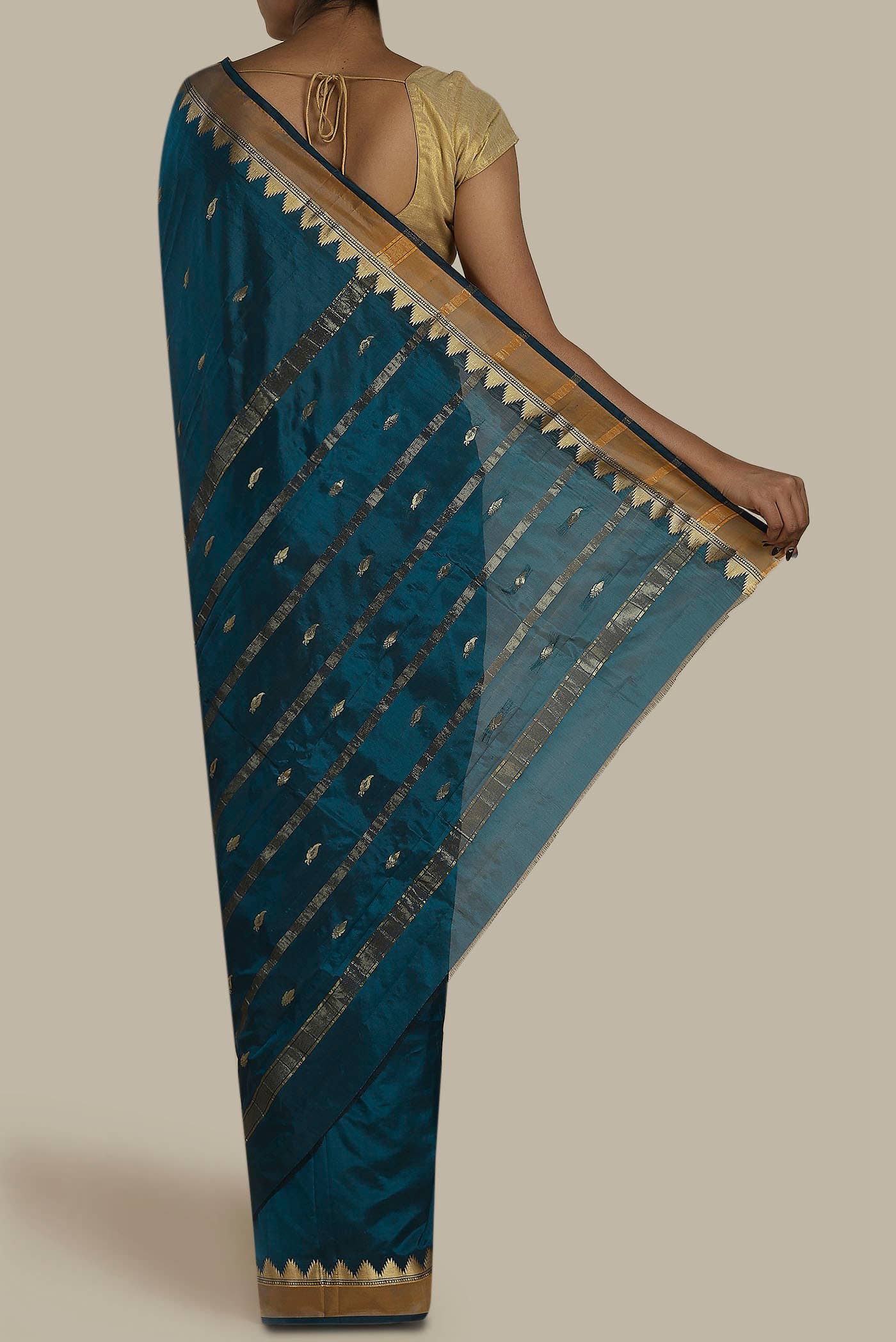 Blue Blended Bangalore Silk Saree