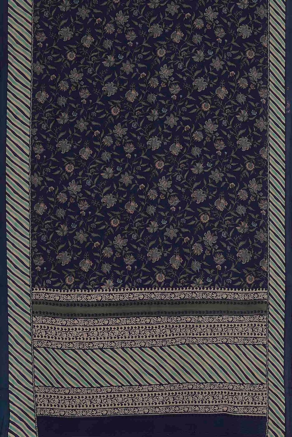 Blue Crepe Saree