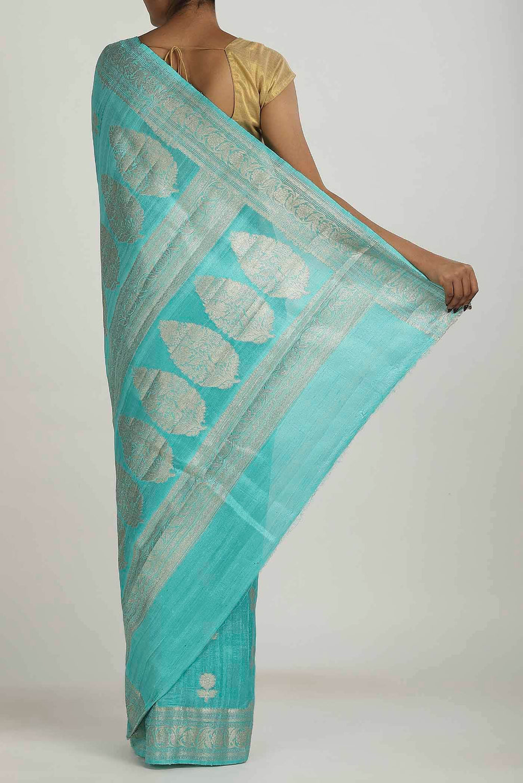 Blue Banarasi Raw Silk Saree