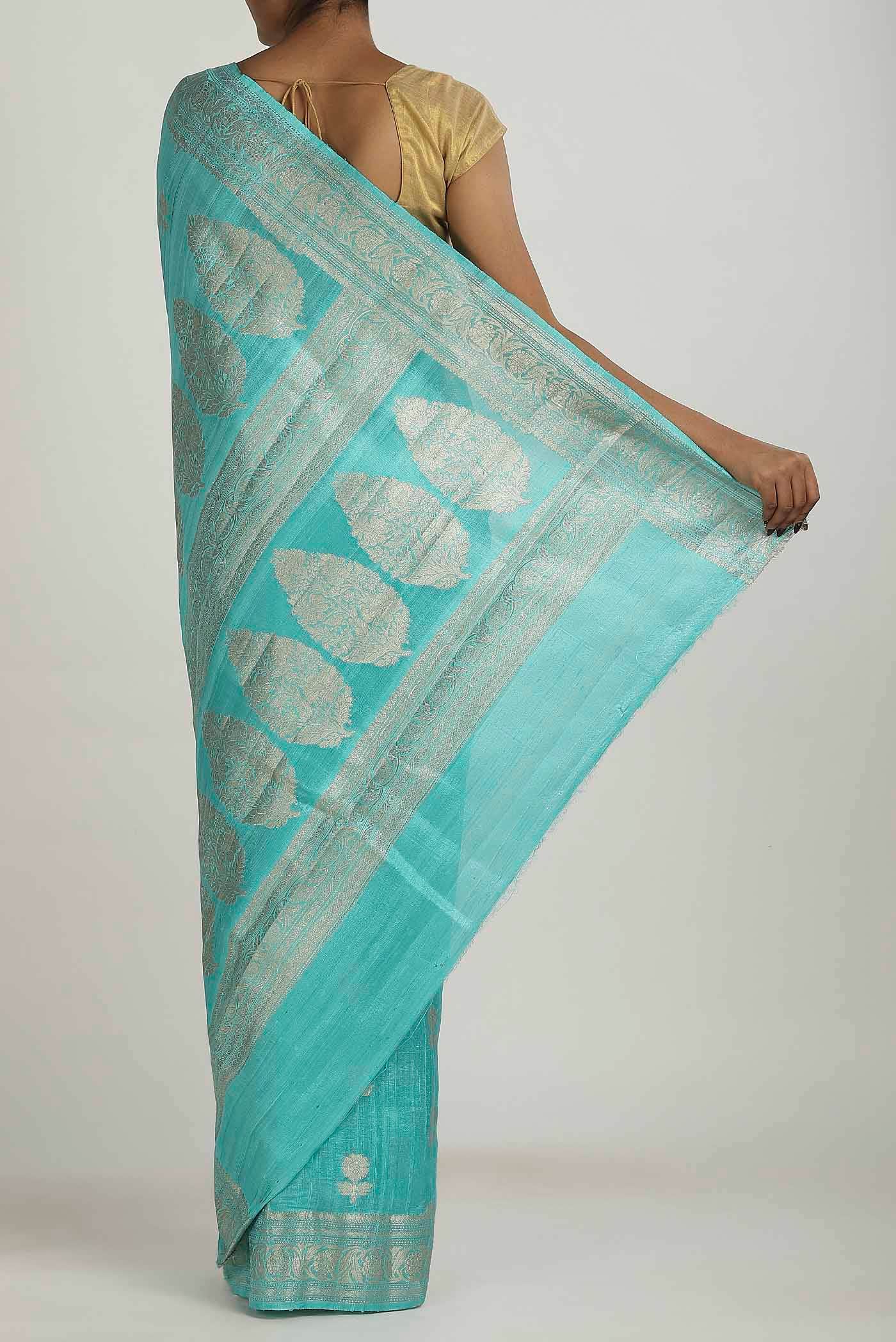 Blue Banarasi Raw Silk Saree