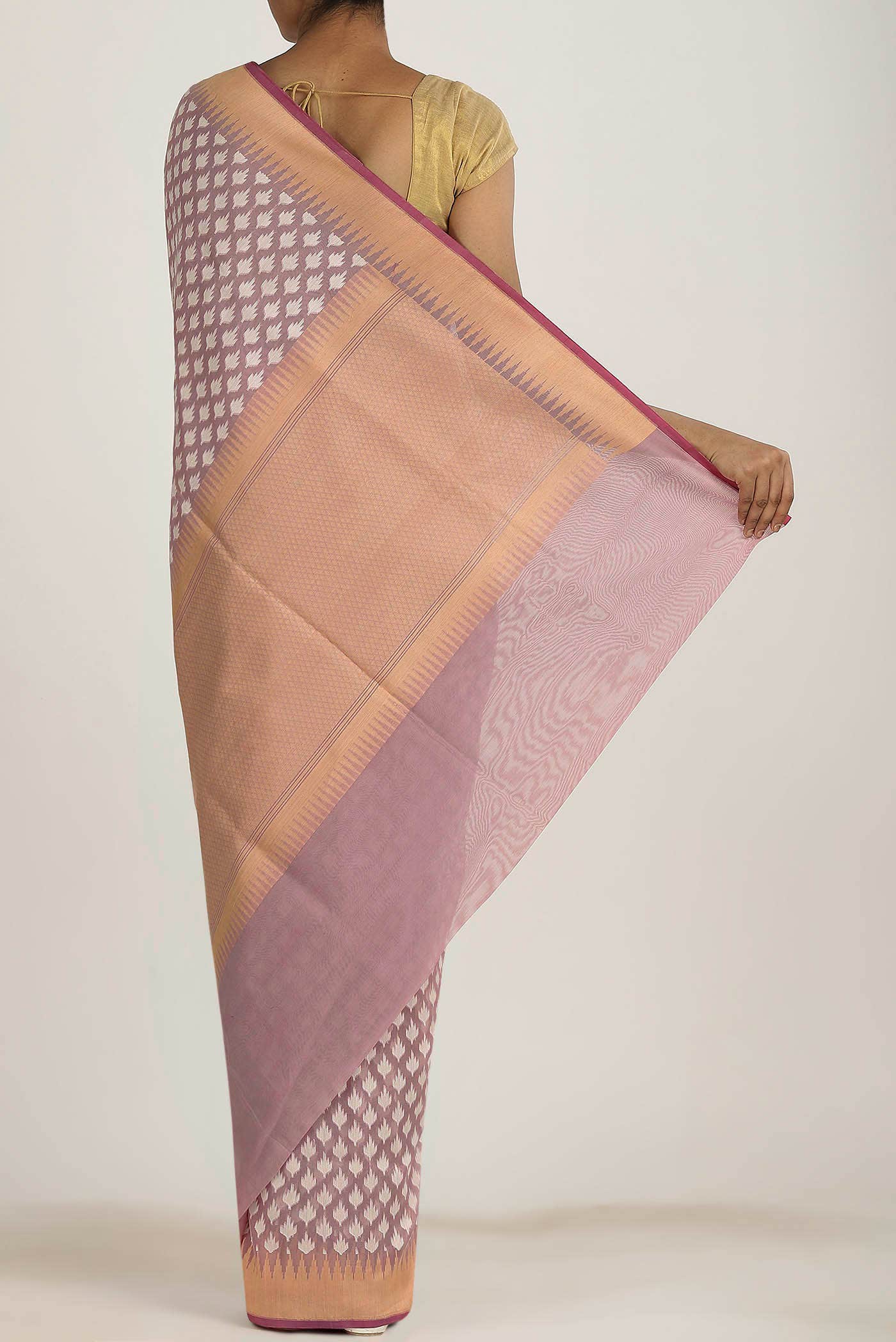 Rose Gold Banarasi Kora Silk Saree