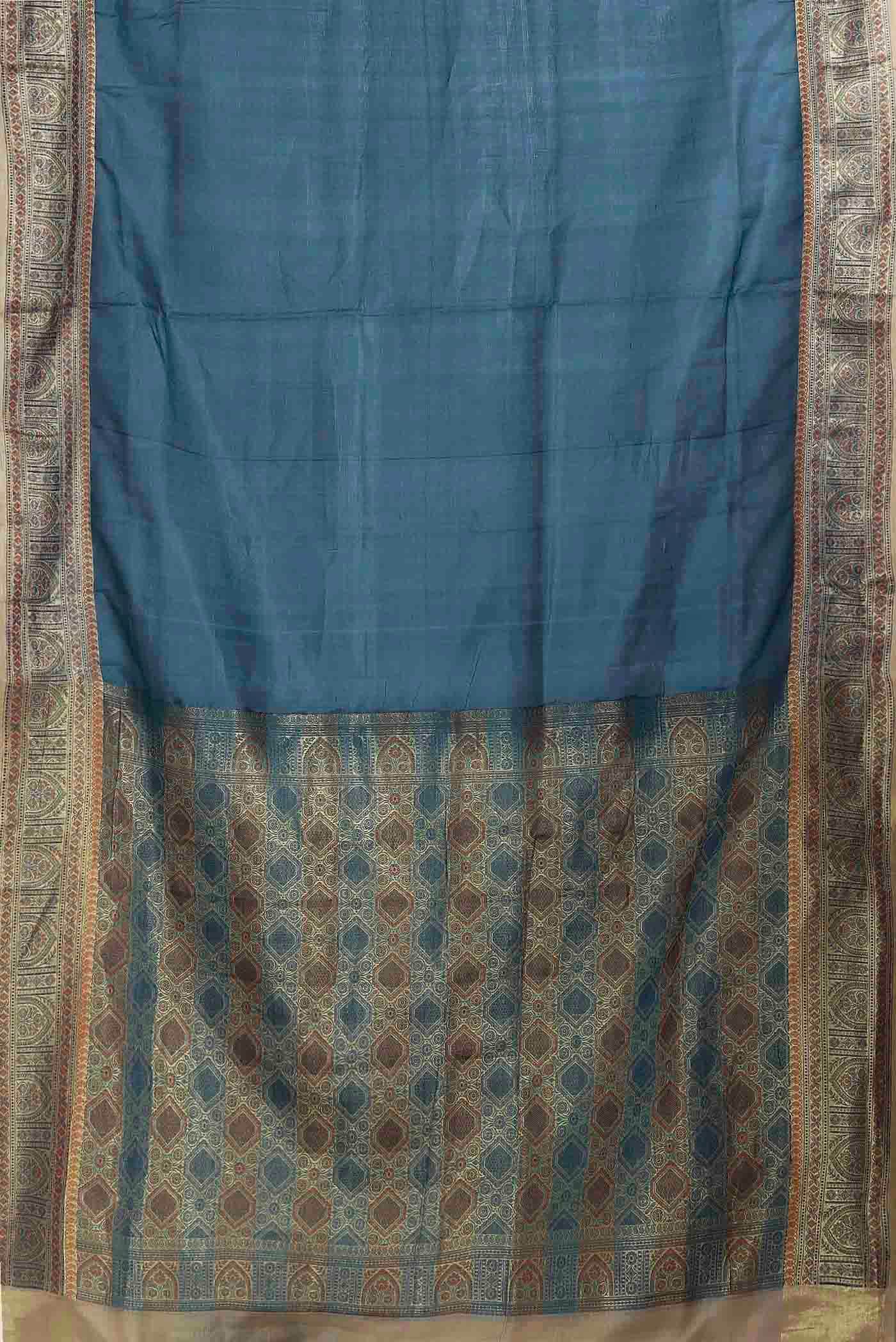 Blue Banarasi Tussar Silk Saree
