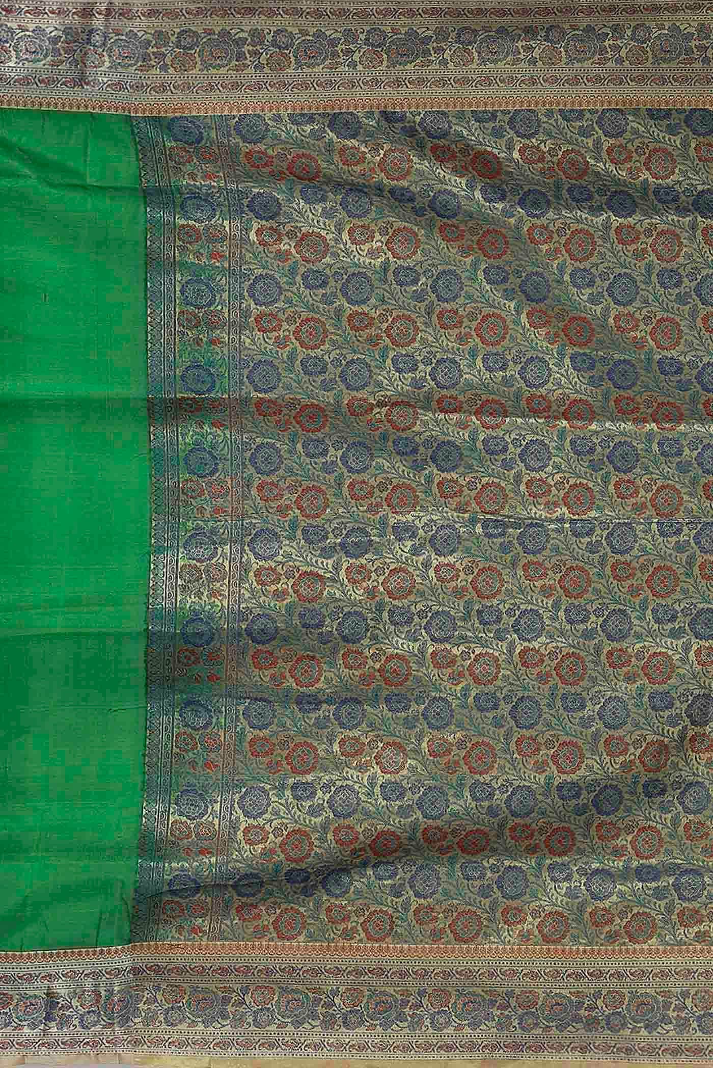 Green Banarasi Tussar Silk Saree