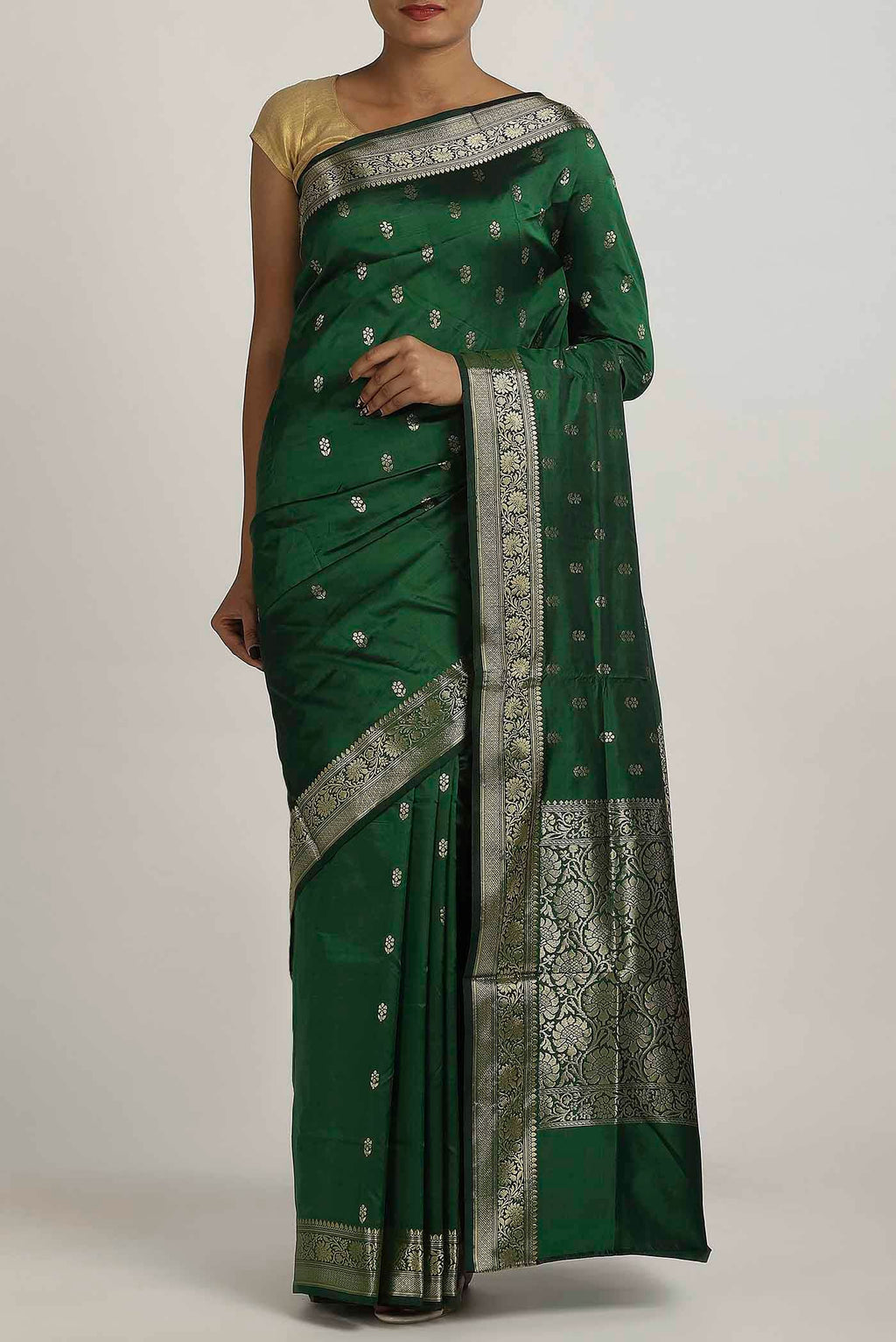 Green Banarasi Katan Silk Saree