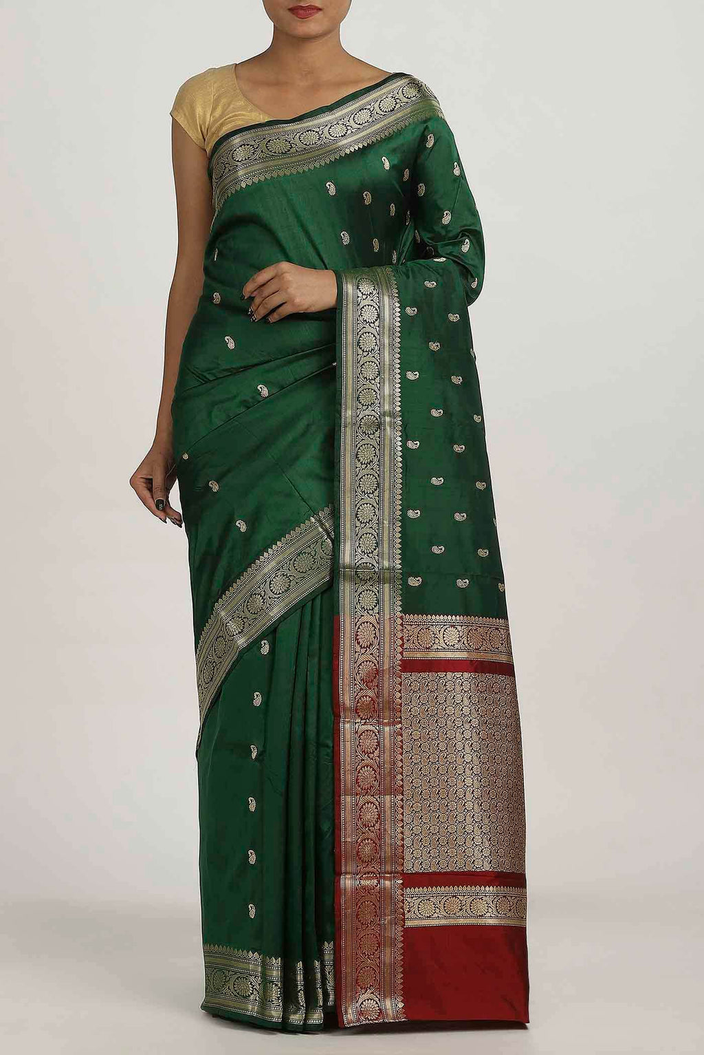Green Banarasi Katan Silk Saree
