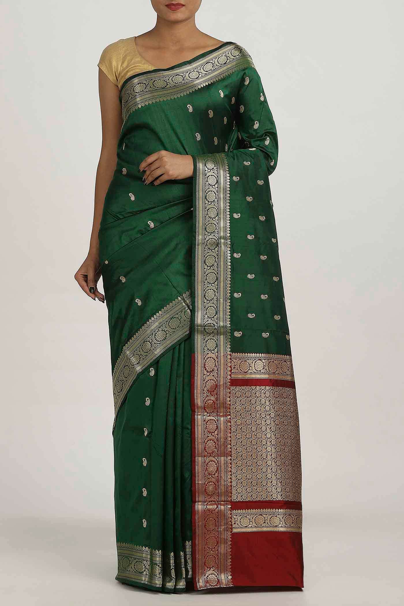 Green Banarasi Katan Silk Saree