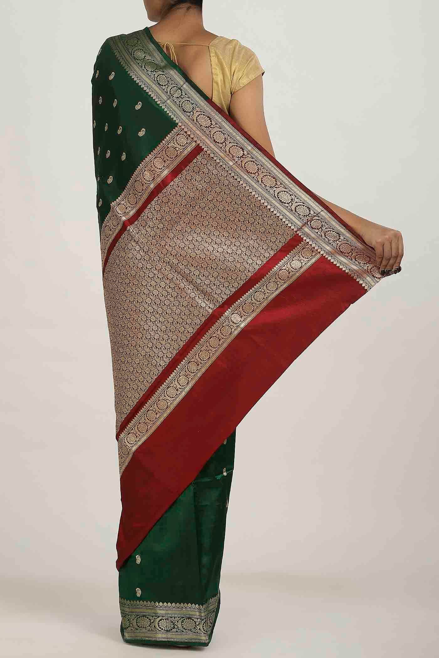 Green Banarasi Katan Silk Saree
