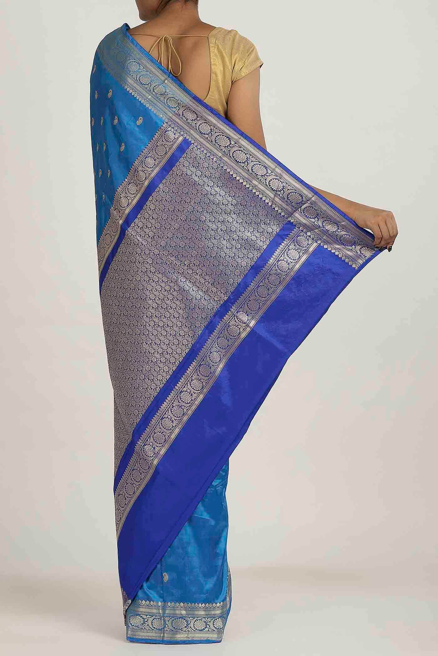 Blue Banarasi Katan Silk Saree