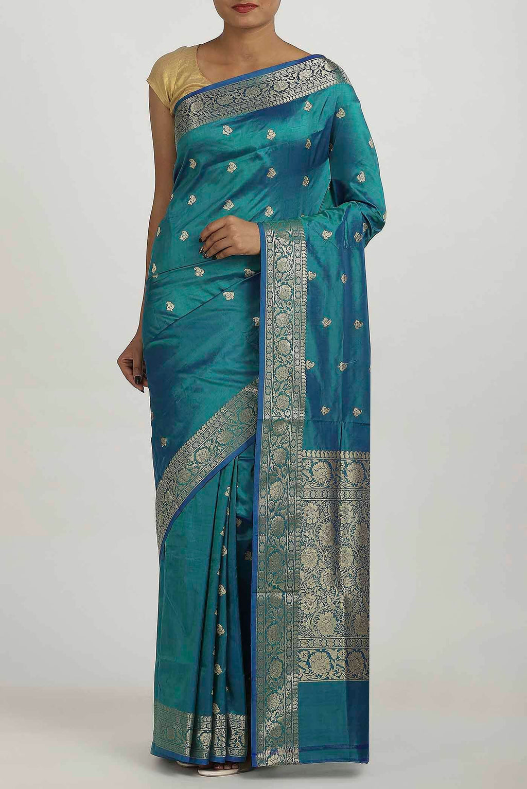 Blue Banarasi Katan Silk Saree