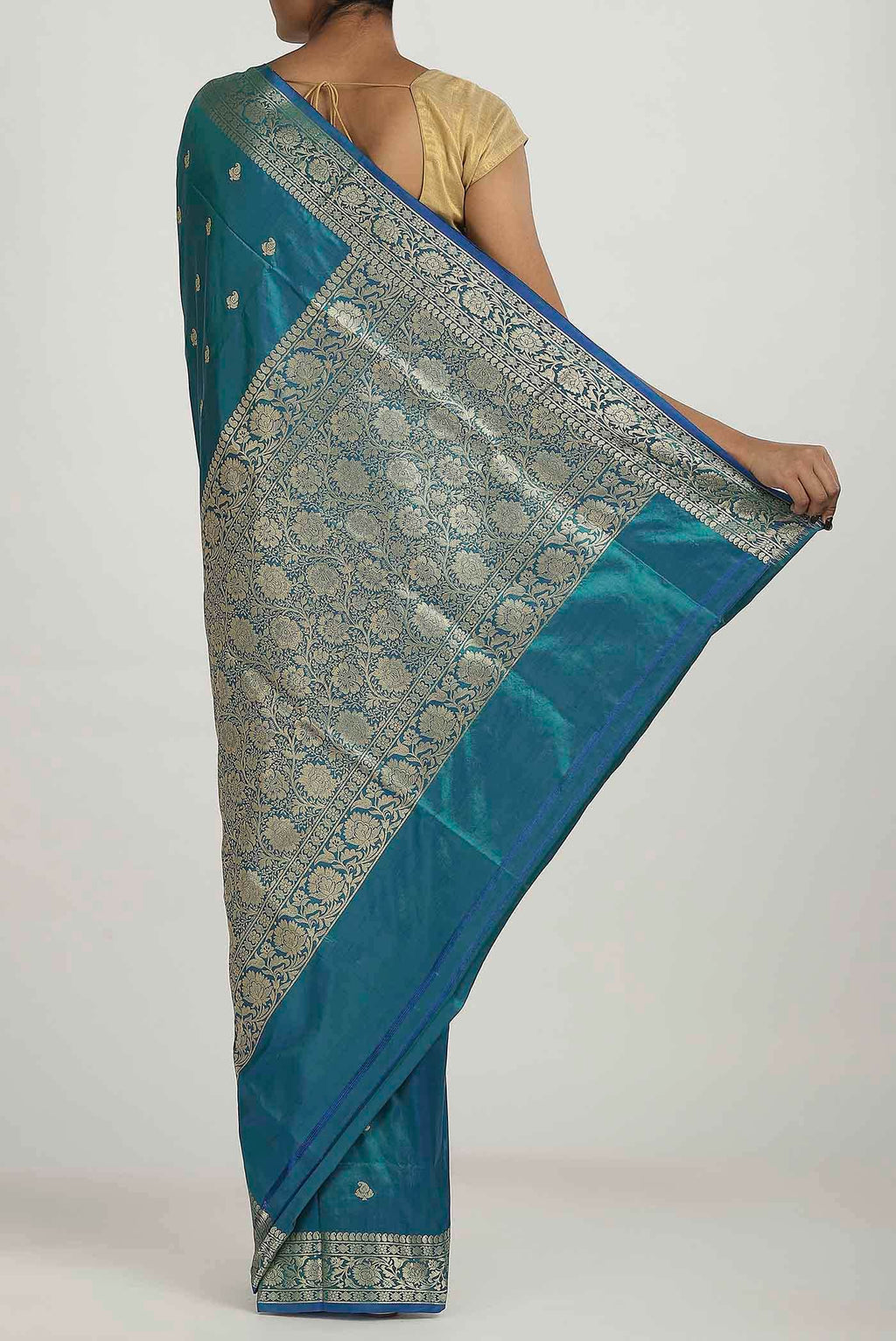 Blue Banarasi Katan Silk Saree