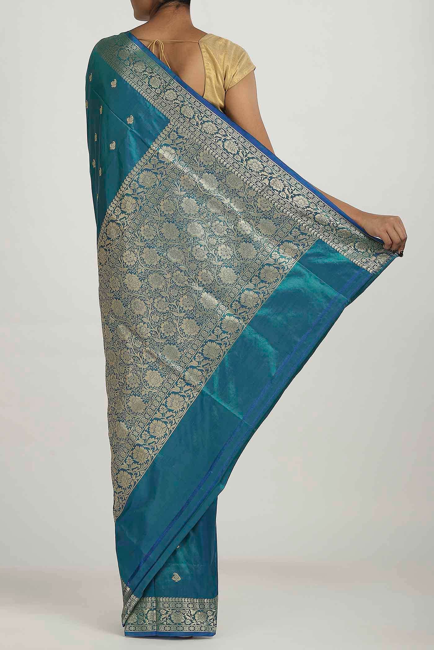 Blue Banarasi Katan Silk Saree