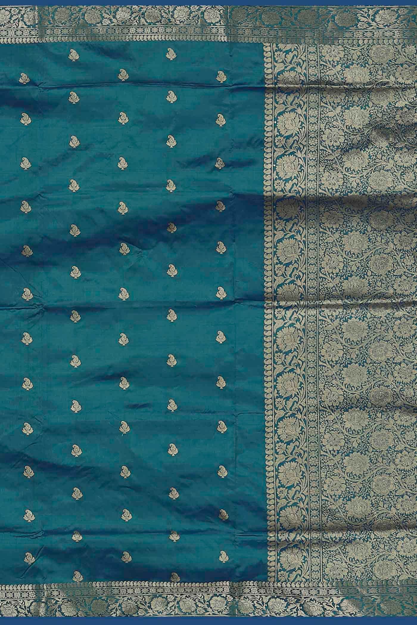 Blue Banarasi Katan Silk Saree