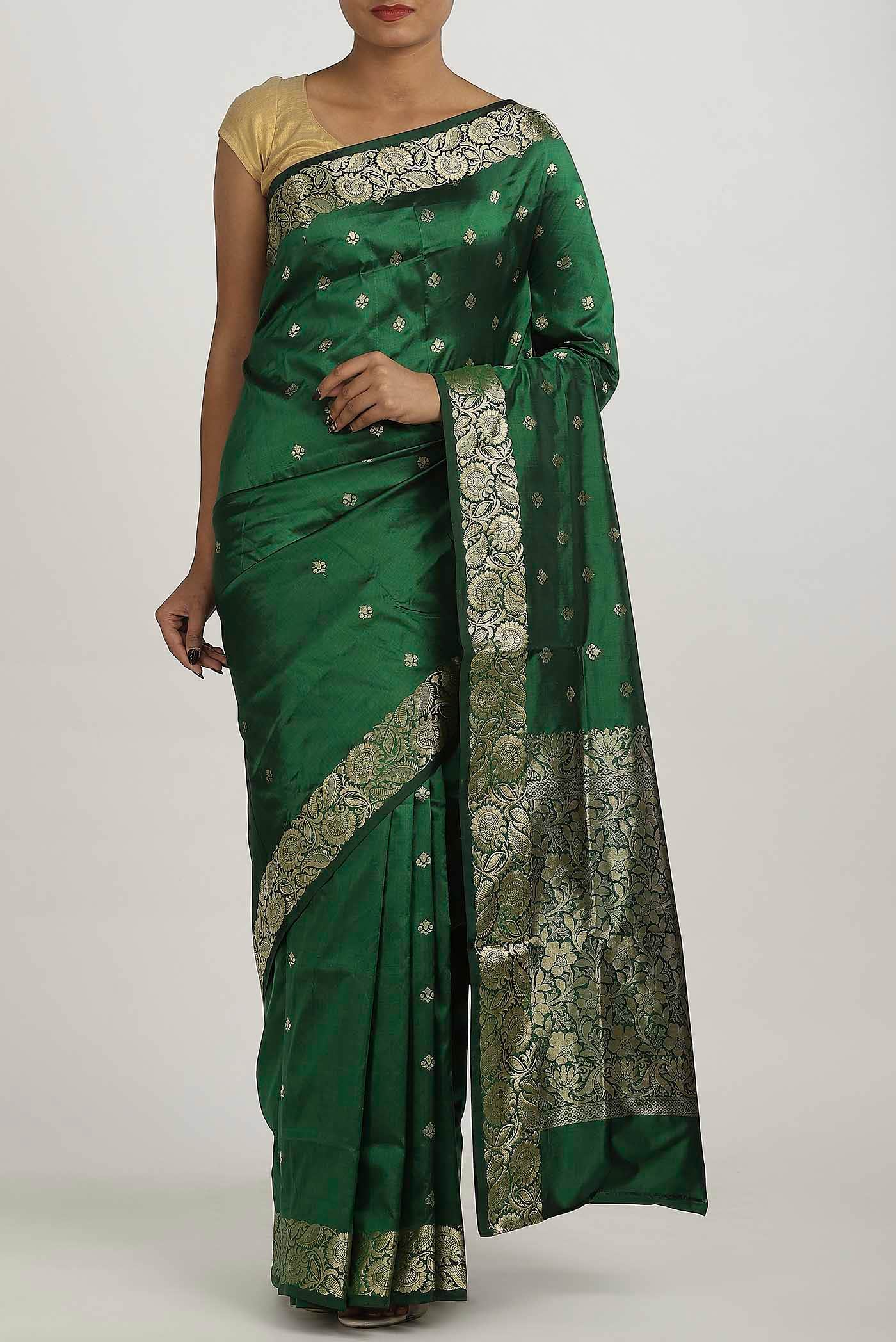 Green Banarasi Katan Silk Saree