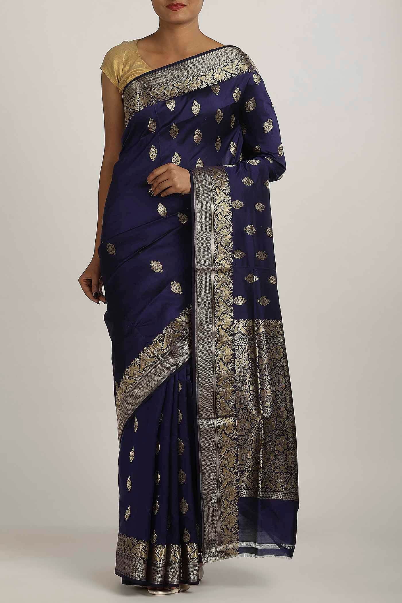 Blue Banarasi Katan Silk Saree