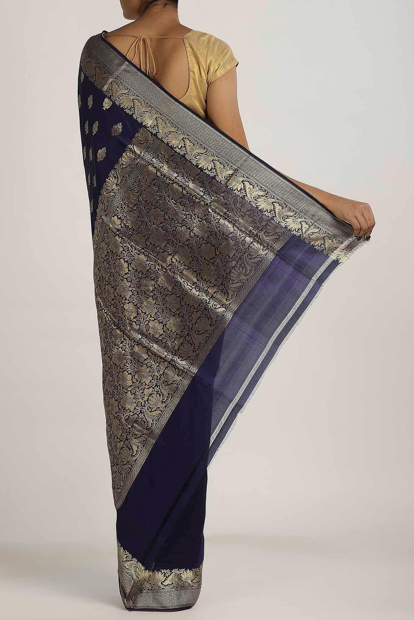 Blue Banarasi Katan Silk Saree