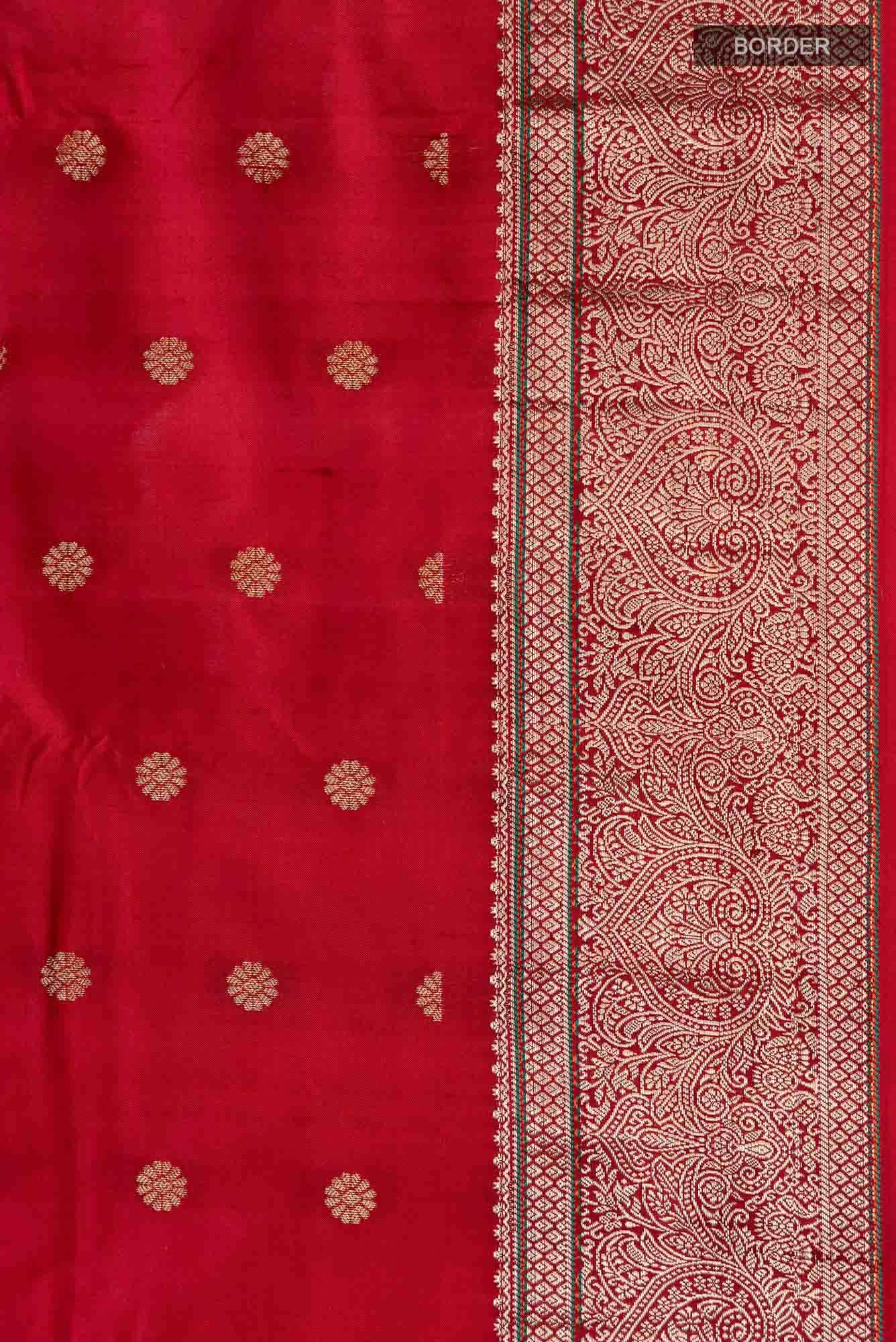 Deep Red Blended Bangalore Silk Saree