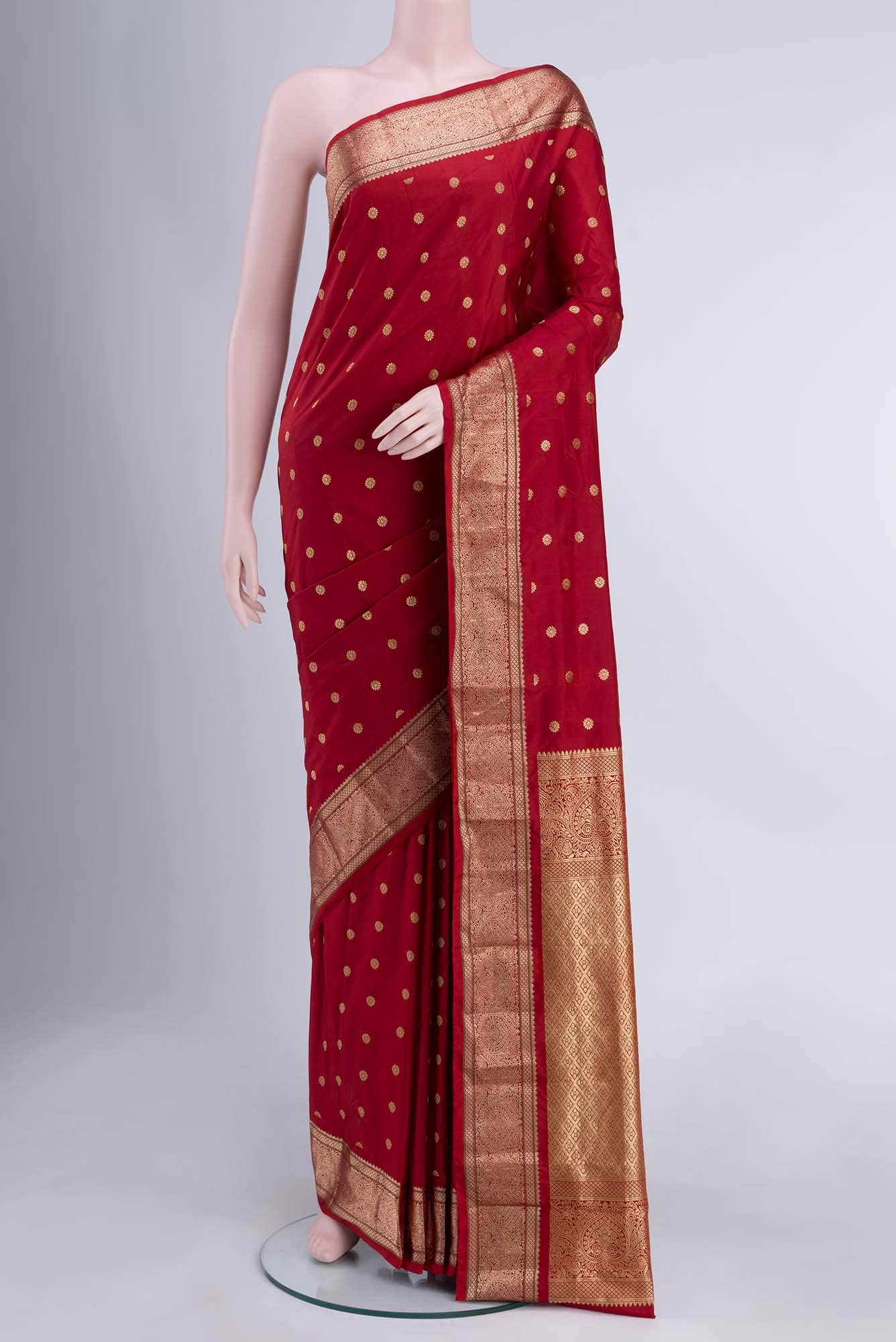 Deep Red Blended Bangalore Silk Saree