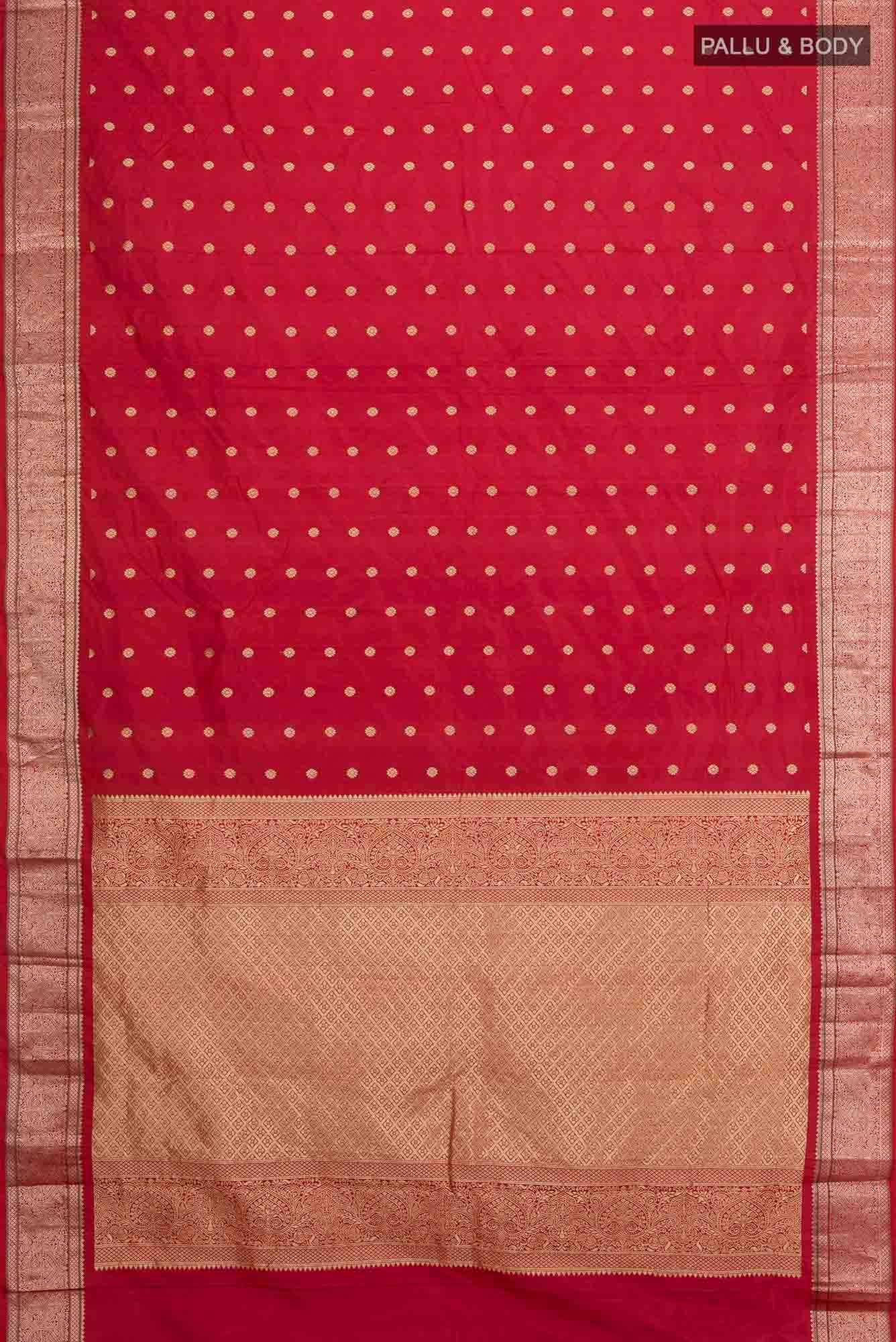 Deep Red Blended Bangalore Silk Saree