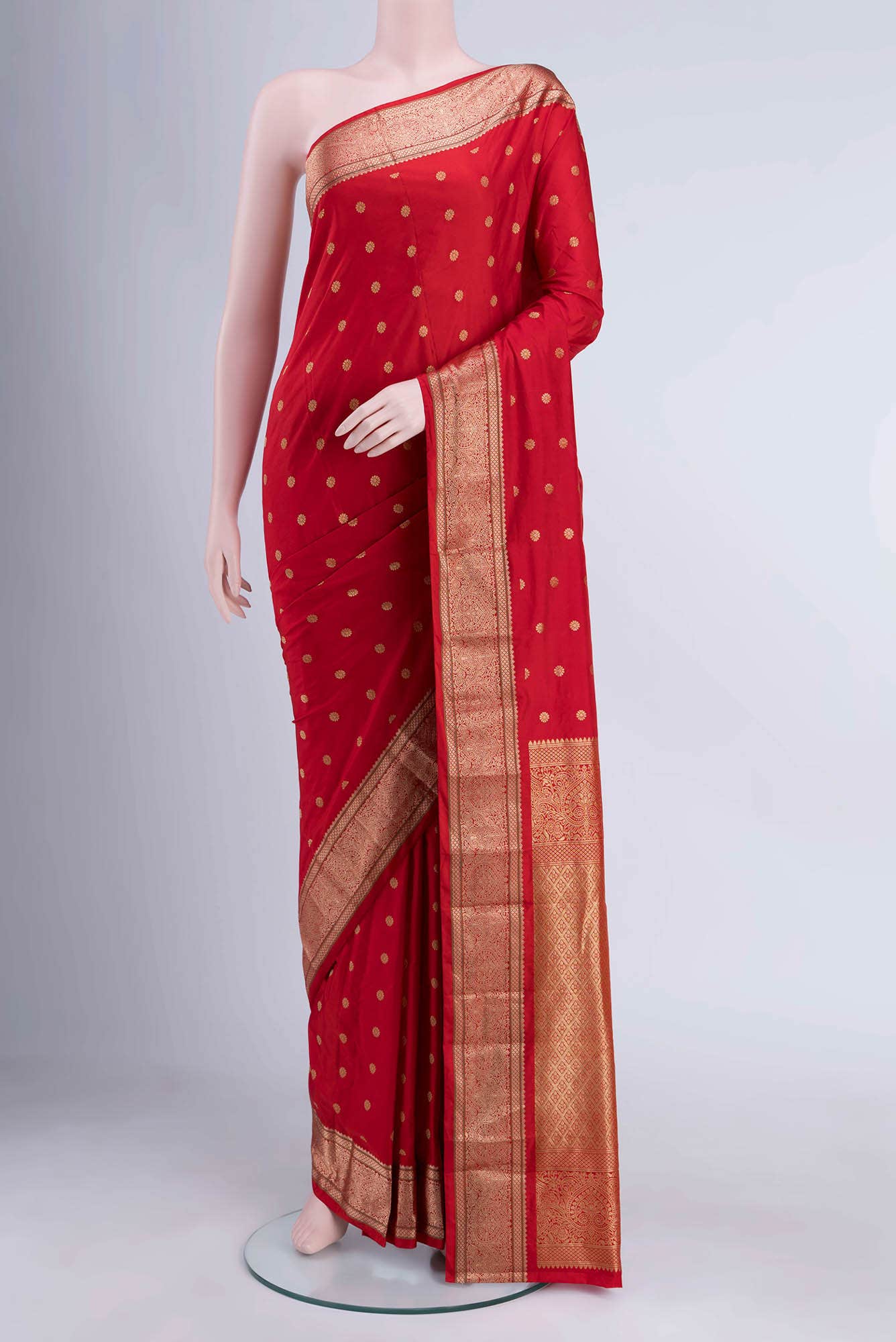 Deep Red Blended Bangalore Silk Saree
