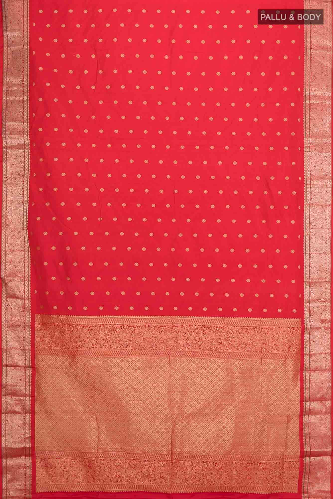 Deep Red Blended Bangalore Silk Saree