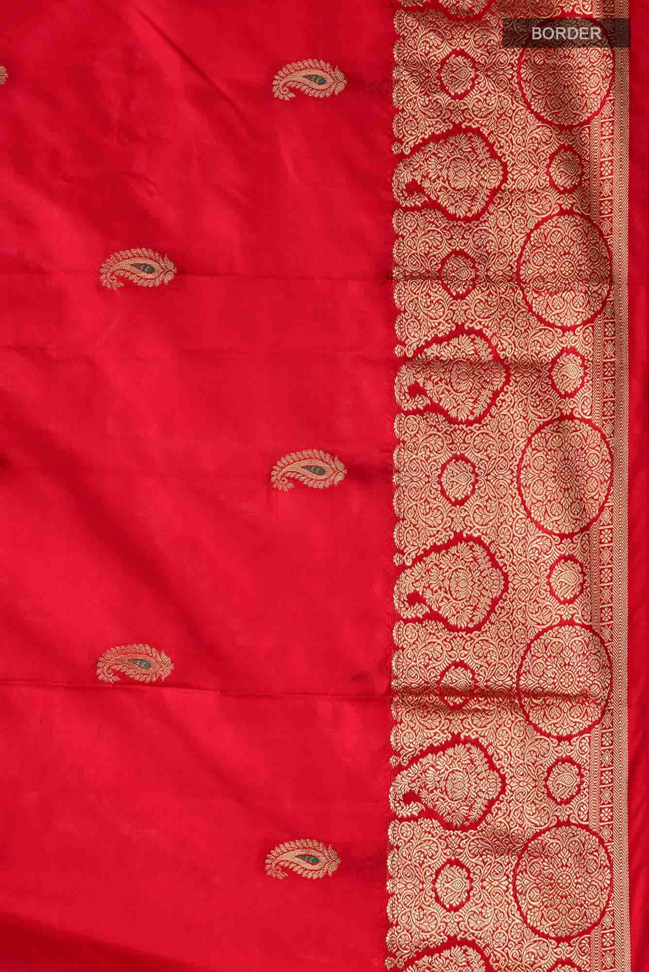 Deep Red Blended Bangalore Silk Saree