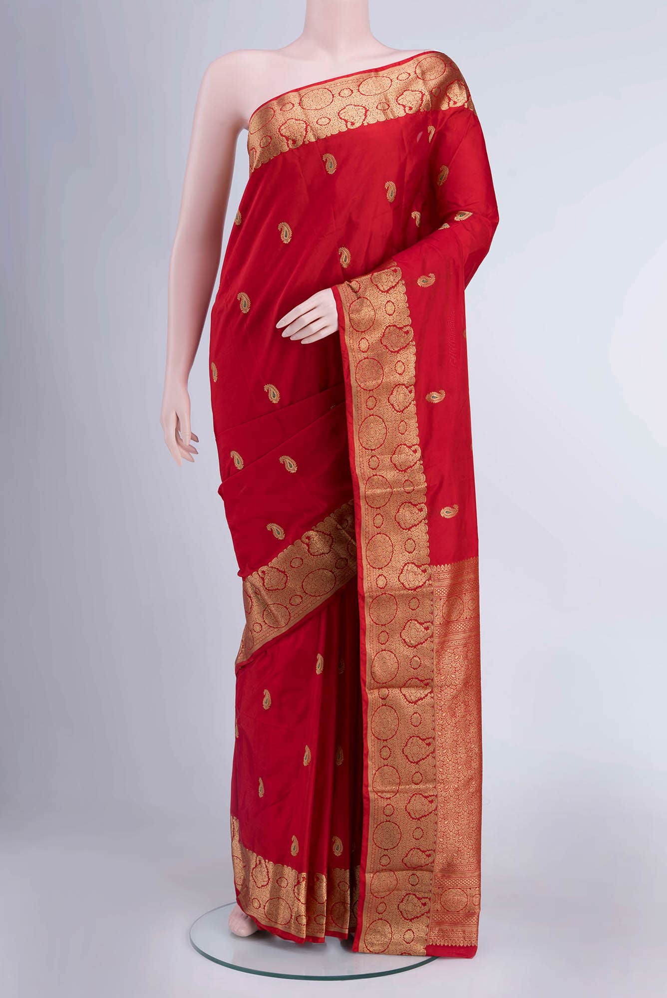 Deep Red Blended Bangalore Silk Saree