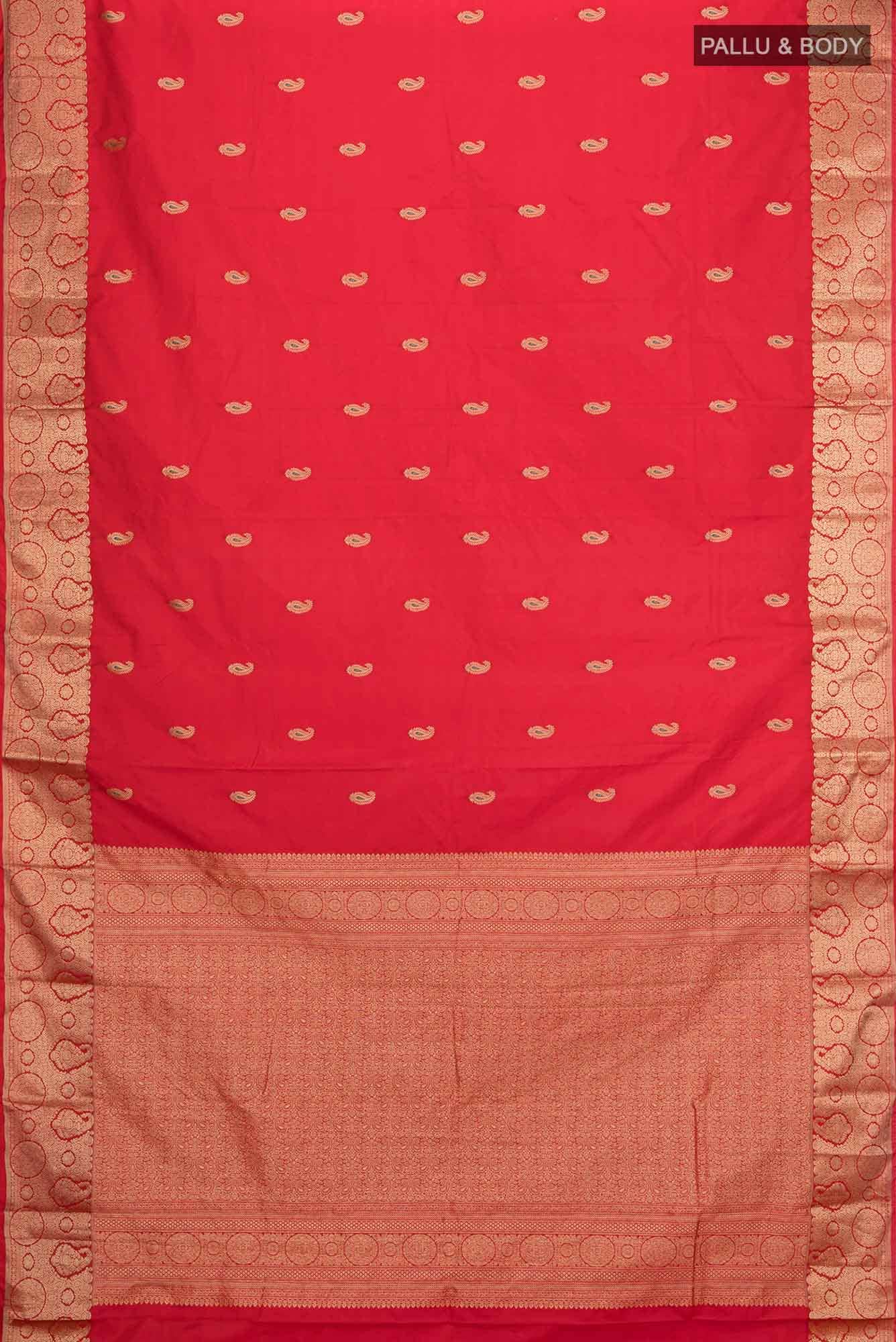 Deep Red Blended Bangalore Silk Saree