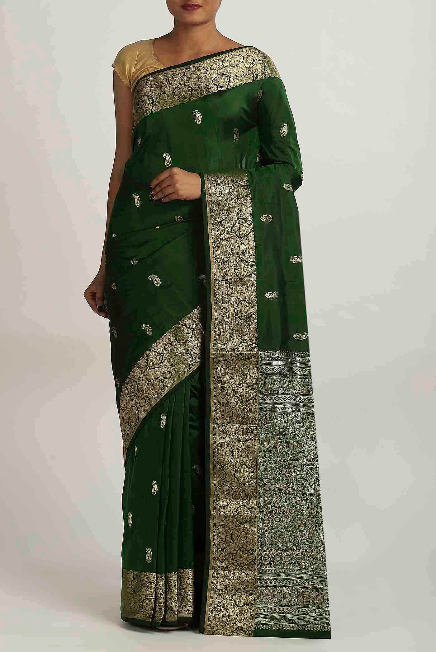 Green Blended Bangalore Silk Saree